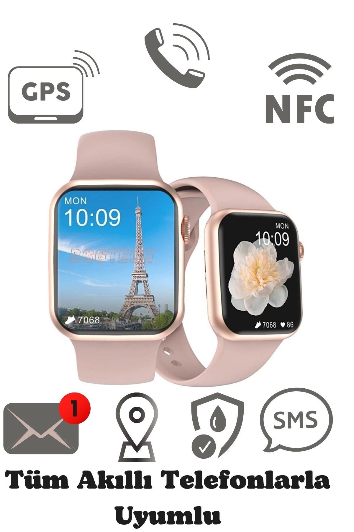BGGTech Xiaomi Mi 11 Ultra Uyumlu Gps Özellikli Nfc Aktif Dt7 No 1 Watch 7 Pro Max Akıllı Saat Smartwatch