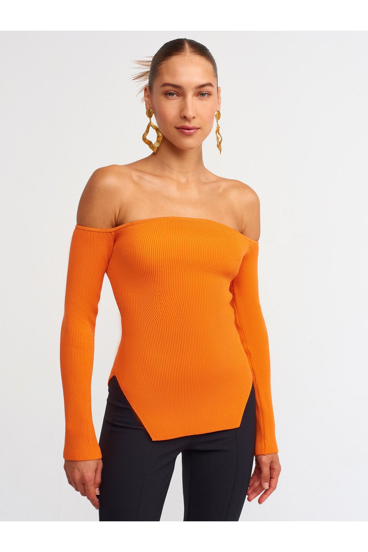 Dilvin Pullover Orange Slim Fit