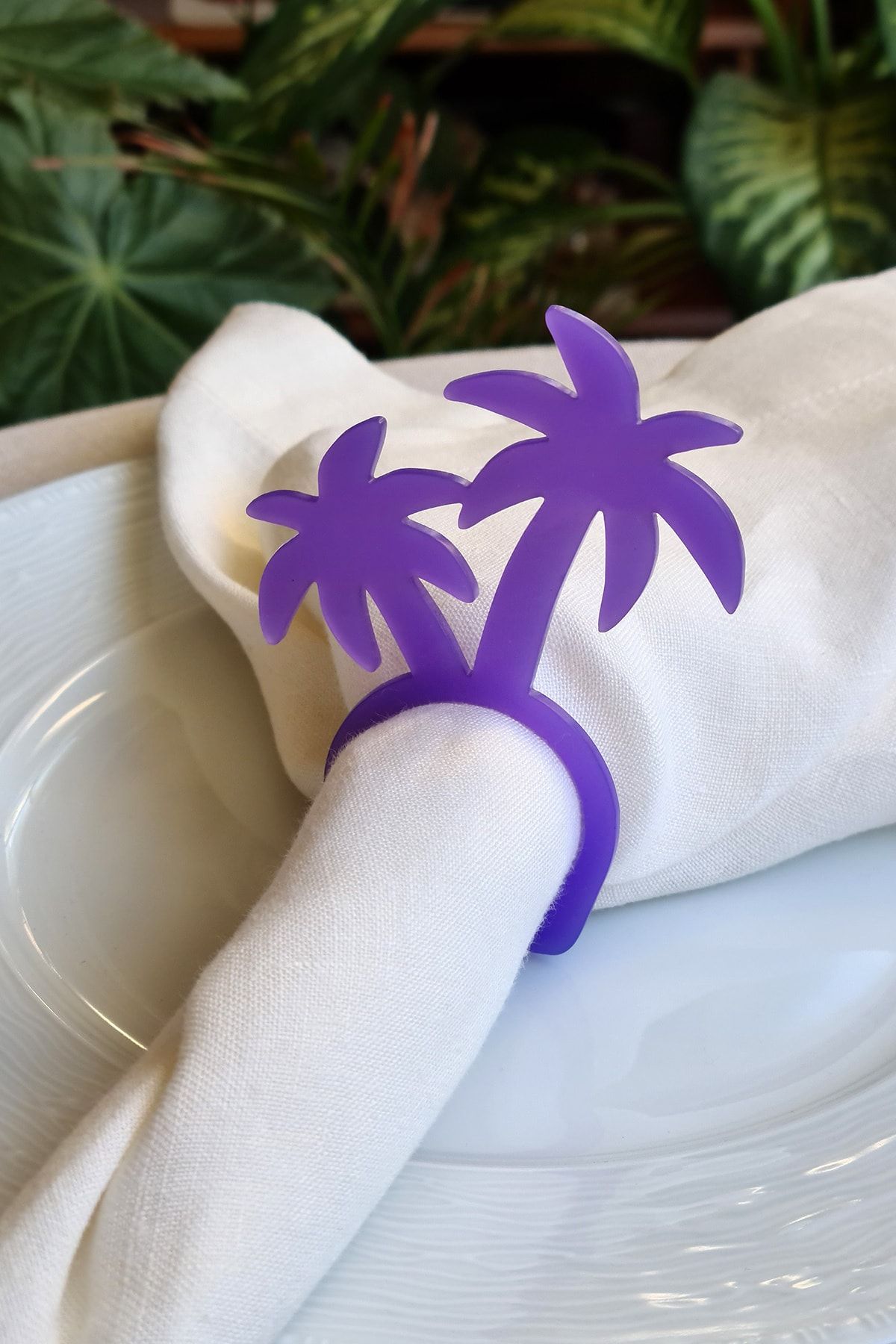 Story Tropical Themed 6 Piece Lilac Color Acrylic Napkin Rings