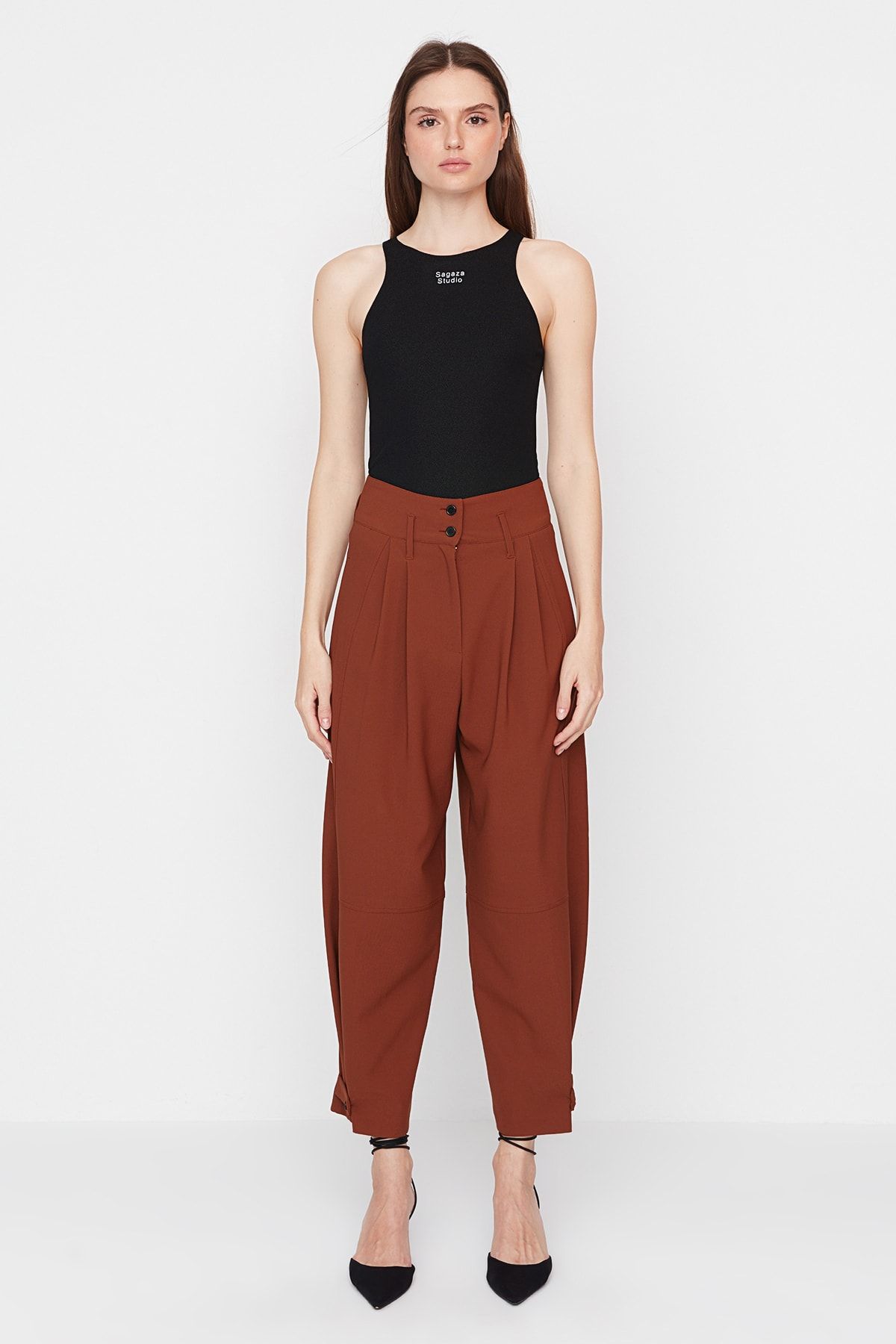 Trendyol Collection Pants - Brown - Carrot pants - Trendyol