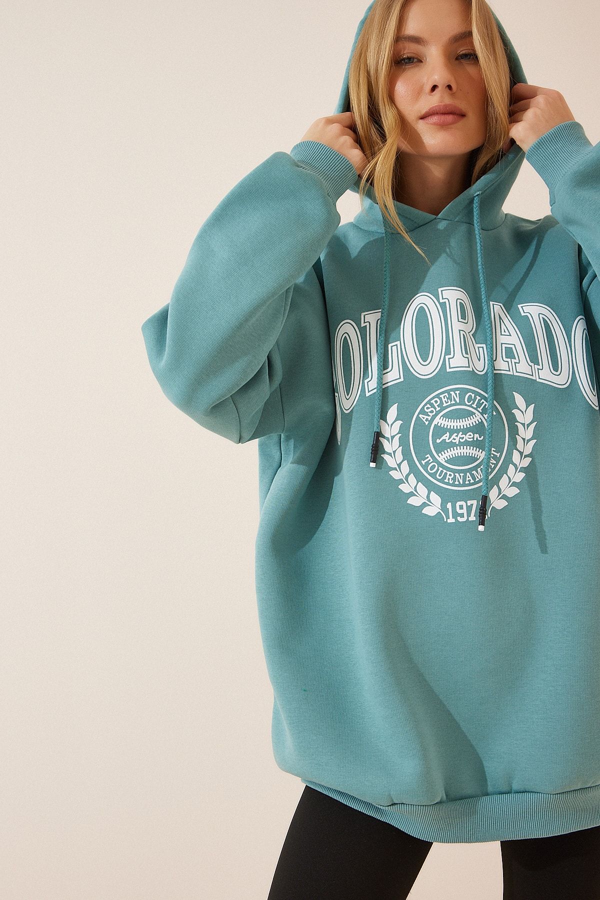 Happiness stanbul Sweatshirt Turquoise Oversize Trendyol