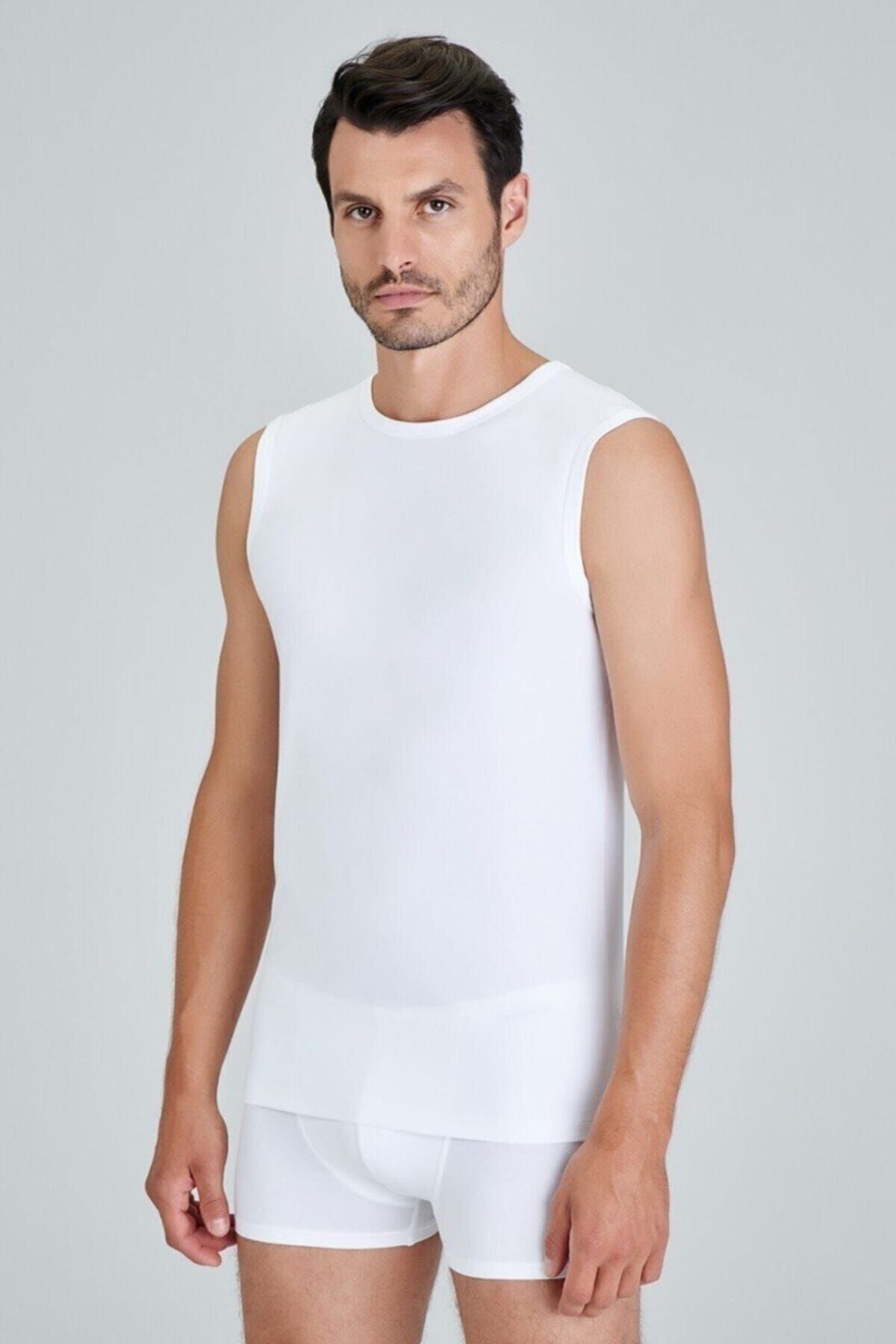 Kom-Men's White Zero Sleeve Undershirt, 2-pack 2