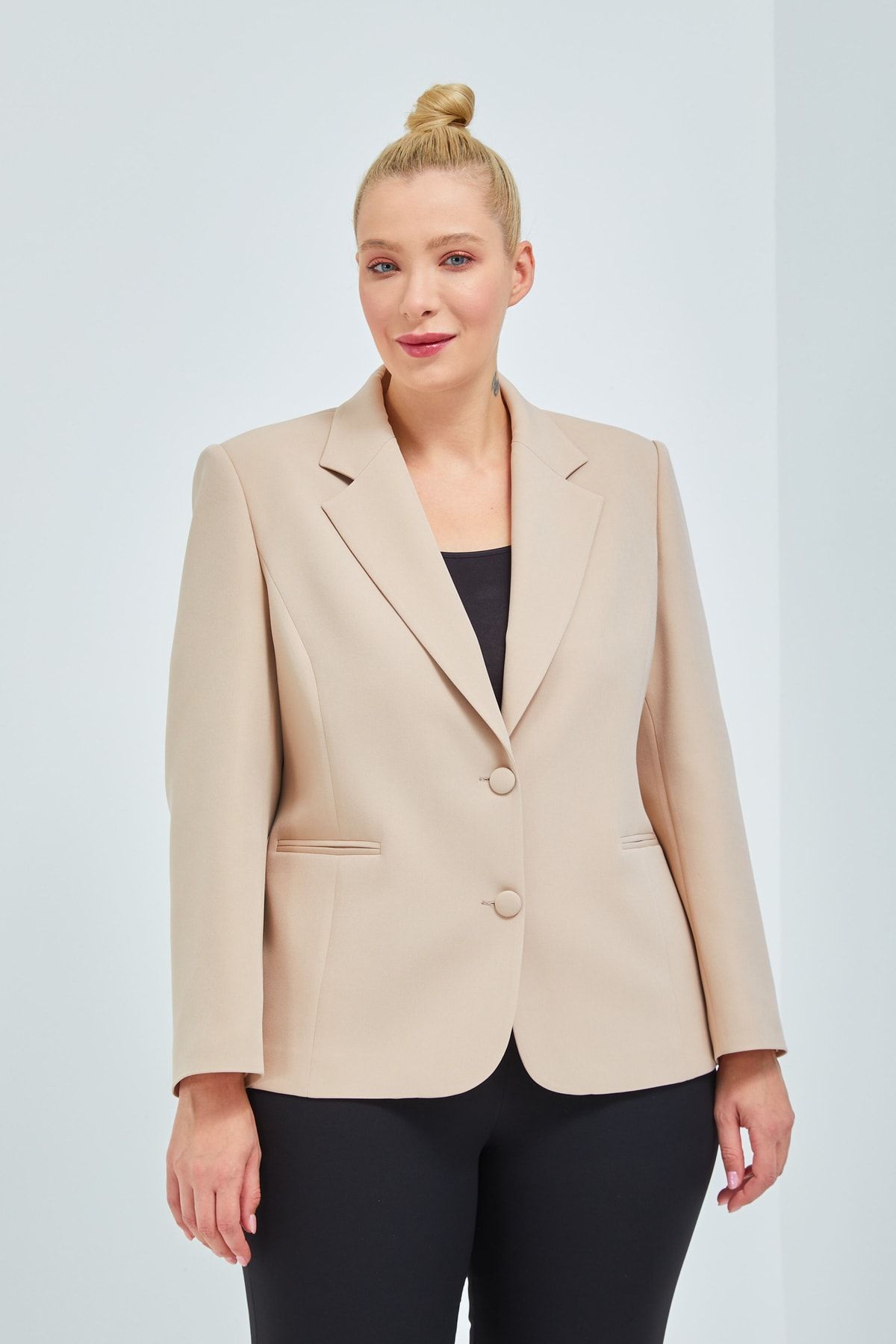 Plus size beige sales jacket