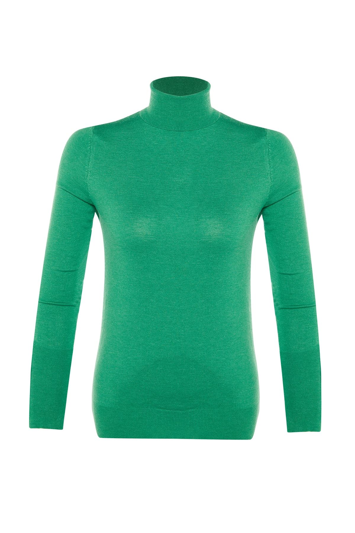 Trendyol Collection-Pulover de tricotaj de bază din fire premium verde smarald / fire speciale TWOAW23KZ01514 8