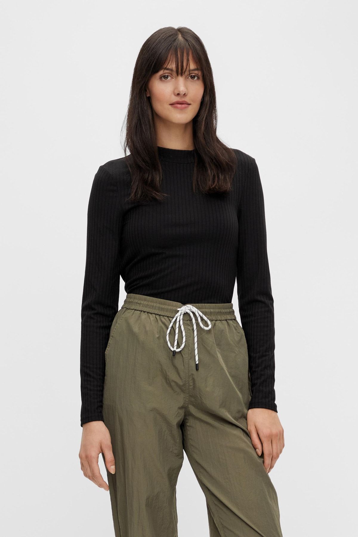 PIECES Pullover Schwarz Slim Fit