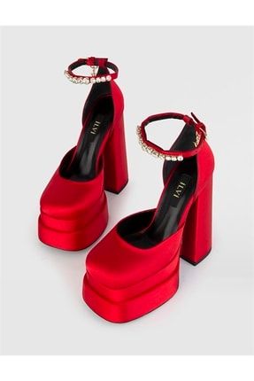 Valeri Saten Hakiki Deri Kadın Kırmızı Topuklu Sandalet Valeri-RG-2052.1244