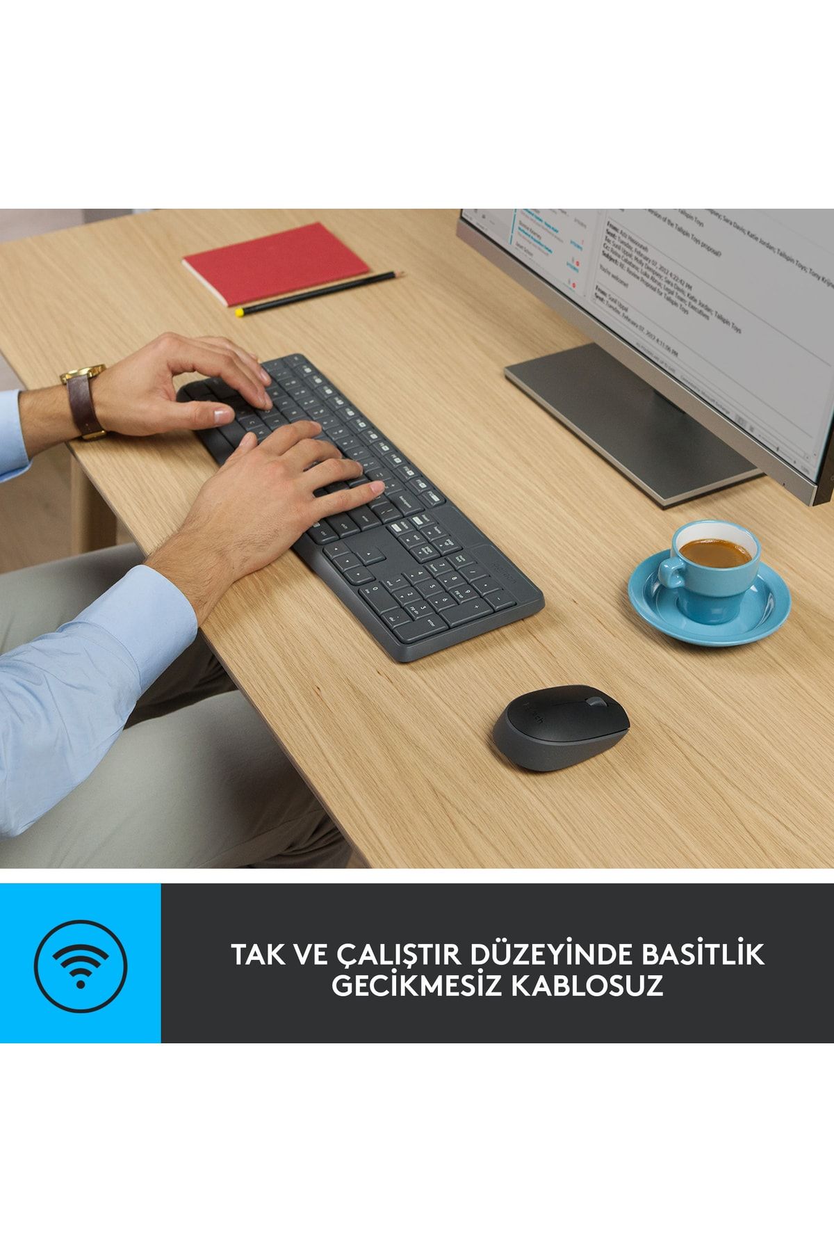 Mk235 Usb Kablosuz Türkçe Klavye Mouse Seti - Siyah