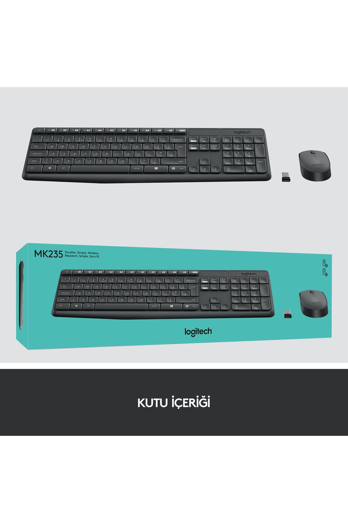 Mk235 Usb Kablosuz Türkçe Klavye Mouse Seti - Siyah