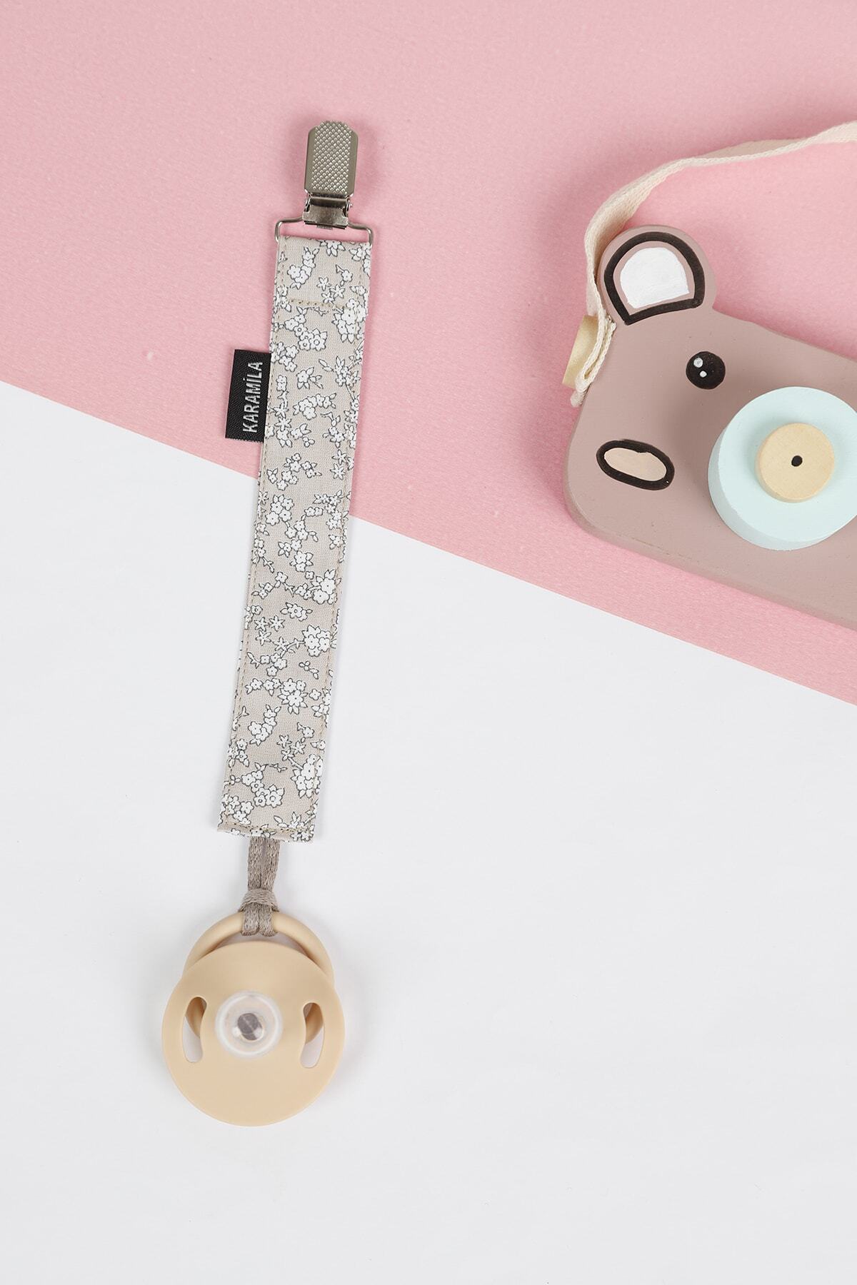 KARAMİLA 3’lü Set Kız Bebek Emzik Askısı - Emzik Zinciri - Emzik Tutacağı Çiçekli fotoğrafı 2 (önizleme)
