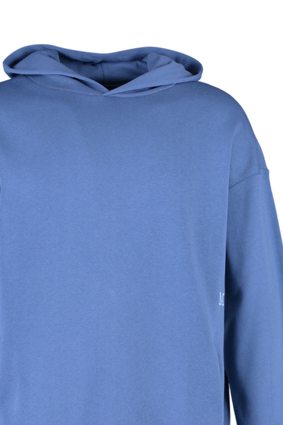 Trendyol Collection-Bluza z kapturem w kolorze niebieskim Oversize - drobny haft, TMNAW23sw00029 7