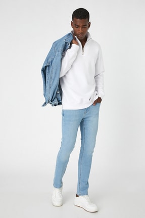 Koton Erkek A&ccedil;ık İndigo Jeans 2KAM43232MD
