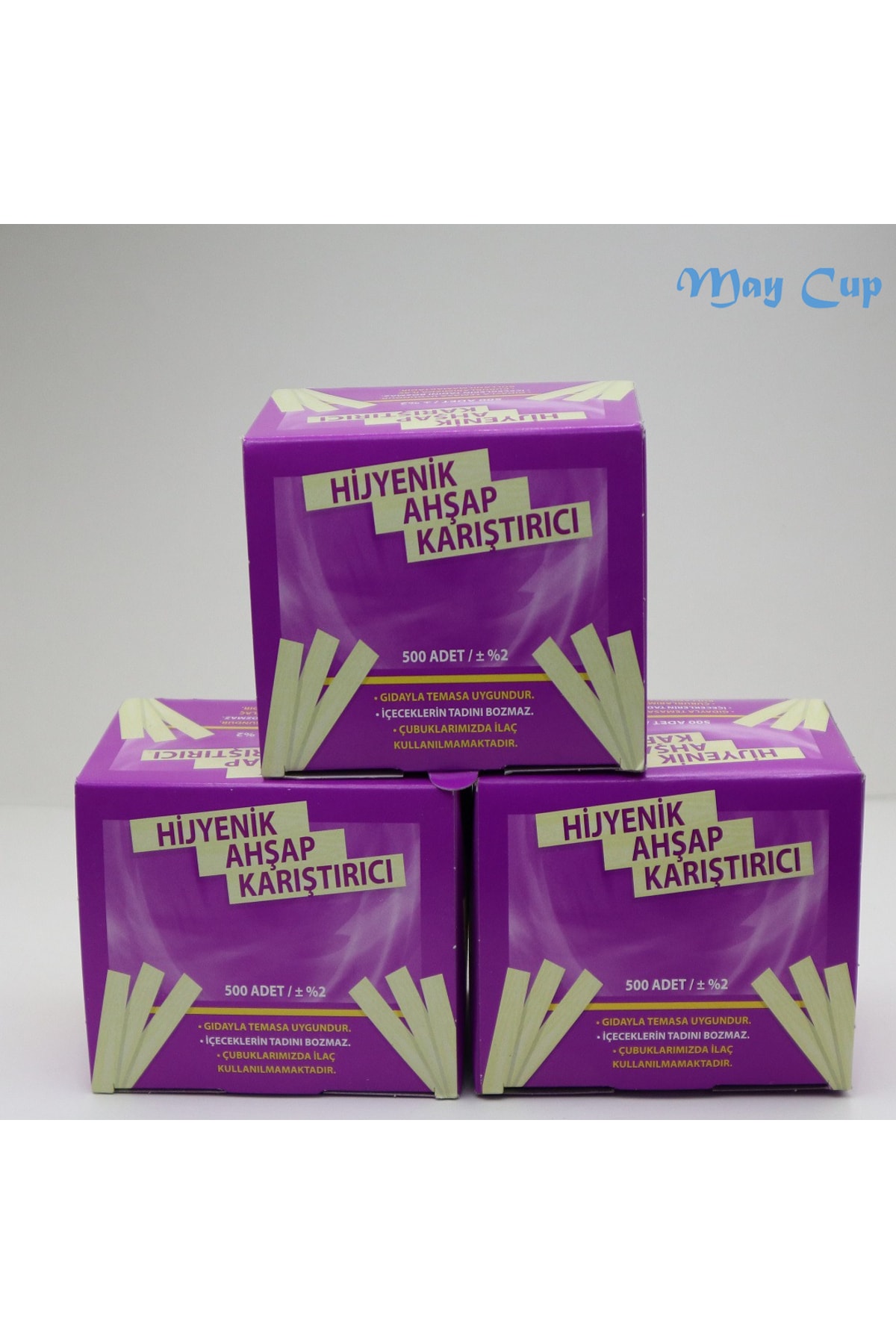 maycup Ahşap Karıştırıcı & Tahta Karıştırıcı 3 Paket 500 Lü (1500 Adet) Tahta Karıştırıcı 1500