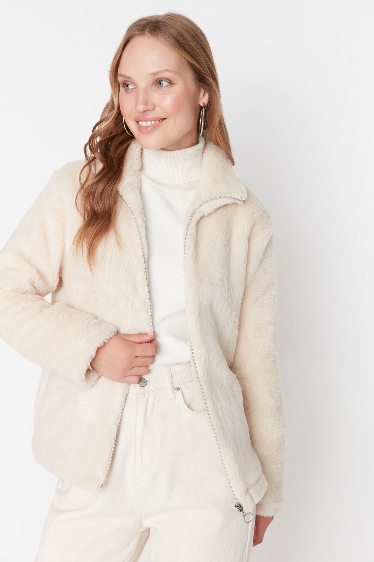 Trendyol Collection Winter Jacket - Ecru - Puffer