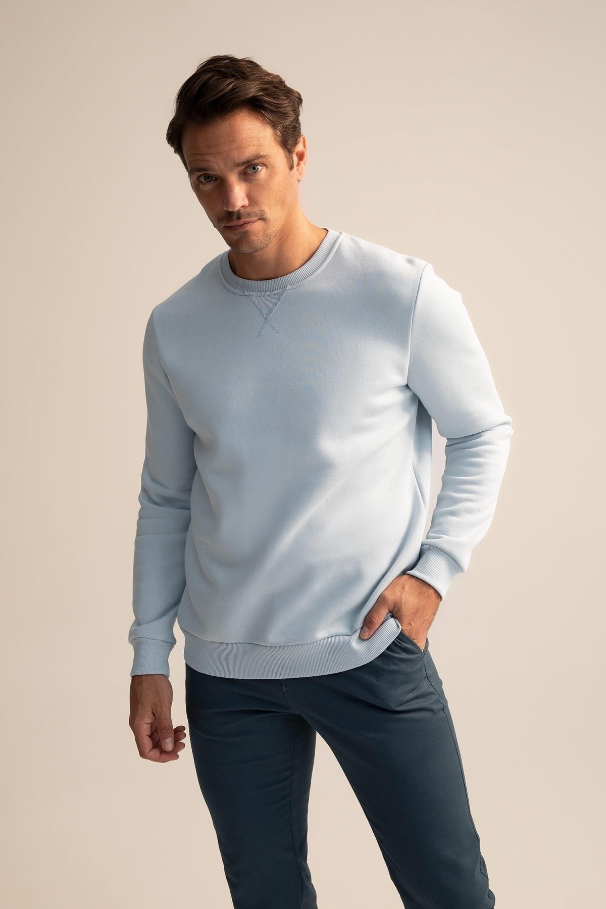 DeFacto Sweatshirt Blau Regular Fit