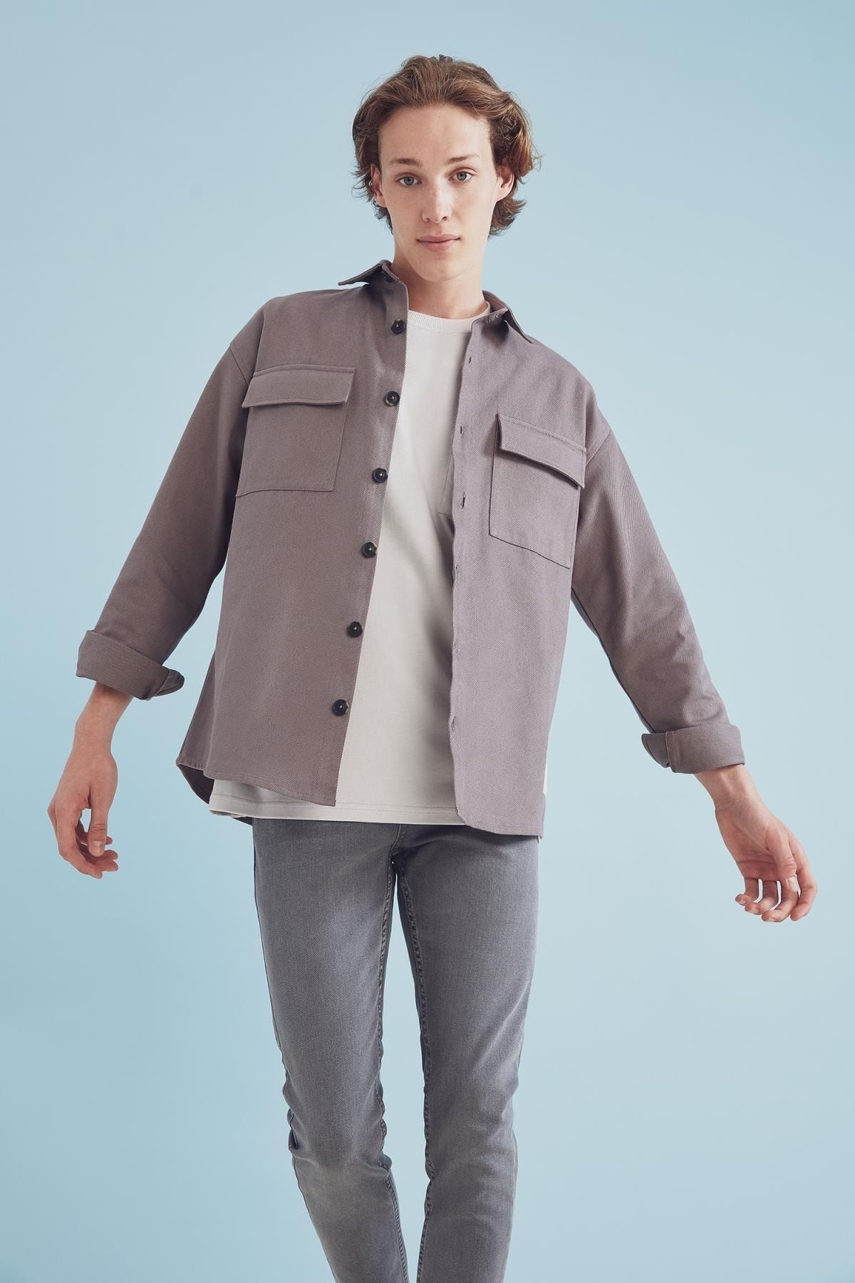DeFacto-Cool Oversize Fit Basic μακρυμάνικο μπουφάν με διπλή τσέπη 3