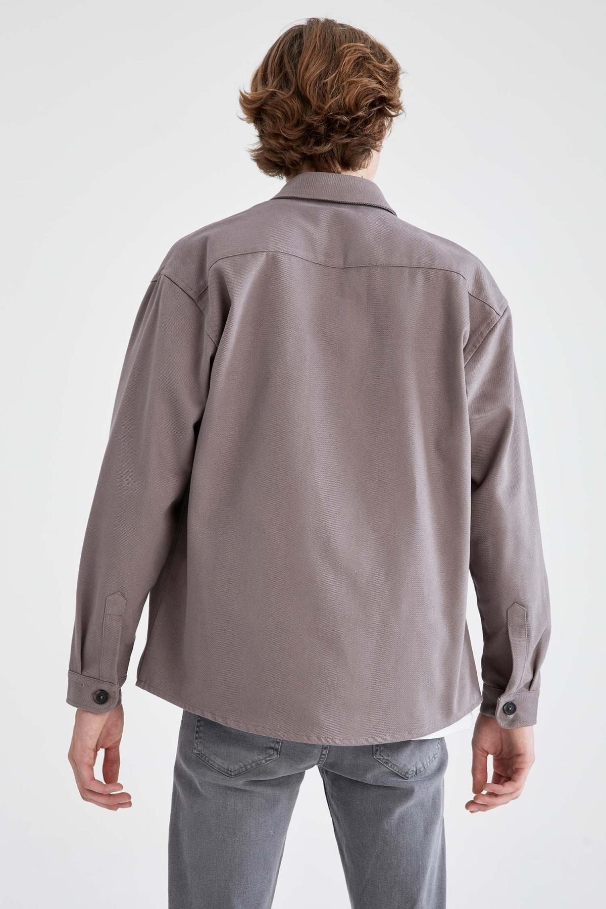 DeFacto-Cool Oversize Fit Basic μακρυμάνικο μπουφάν με διπλή τσέπη 8
