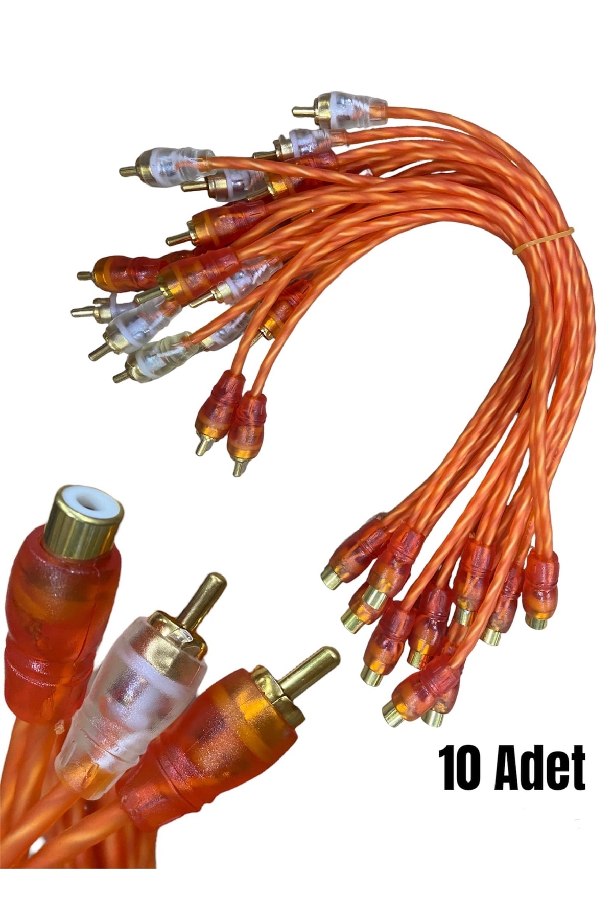 Boschmann 10 Adet Oto Amfi Y Kablo 1 Dişi 2 Erkek Rca Y Kablo Sarı Uclu Silikonlu