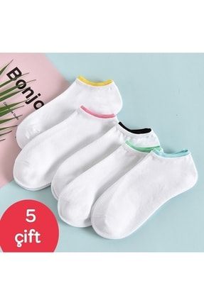5'li Koton Kadın Beyaz Patik Çorap 40