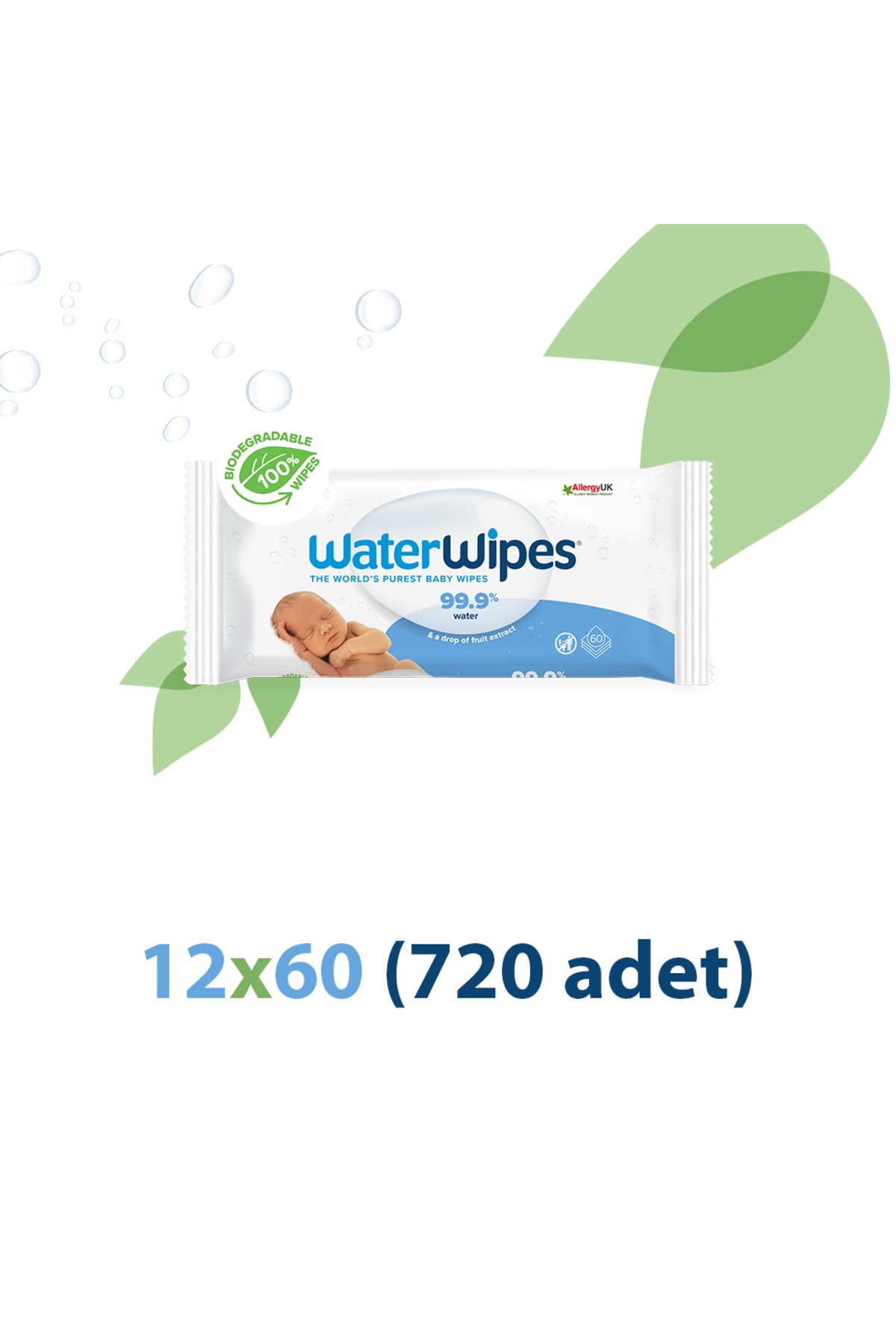WaterWipes Yeni Bio Islak Mendil 60 Adet 12li Paket