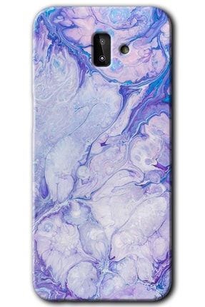 Samsung Galaxy J6 Plus Kılıf Hd Desen Baskılı Arka Kapak Temperli Cam - Spots Lilac bera-gl-J6 Plus-cm-17
