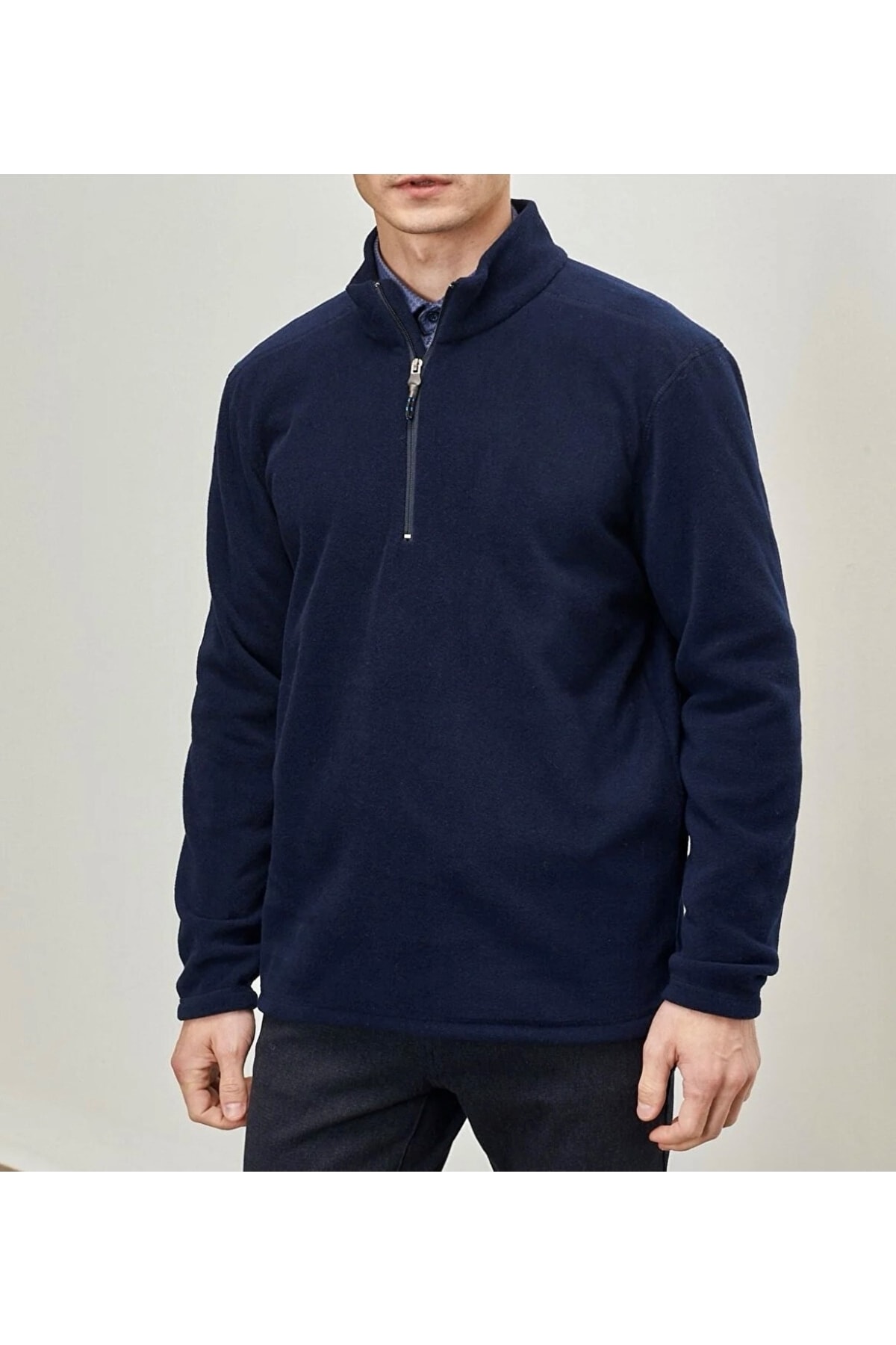 Lacivert Polar Sweatshirt Fermuarlı Yaka Outdoor — سرمه‌ای polarsweat