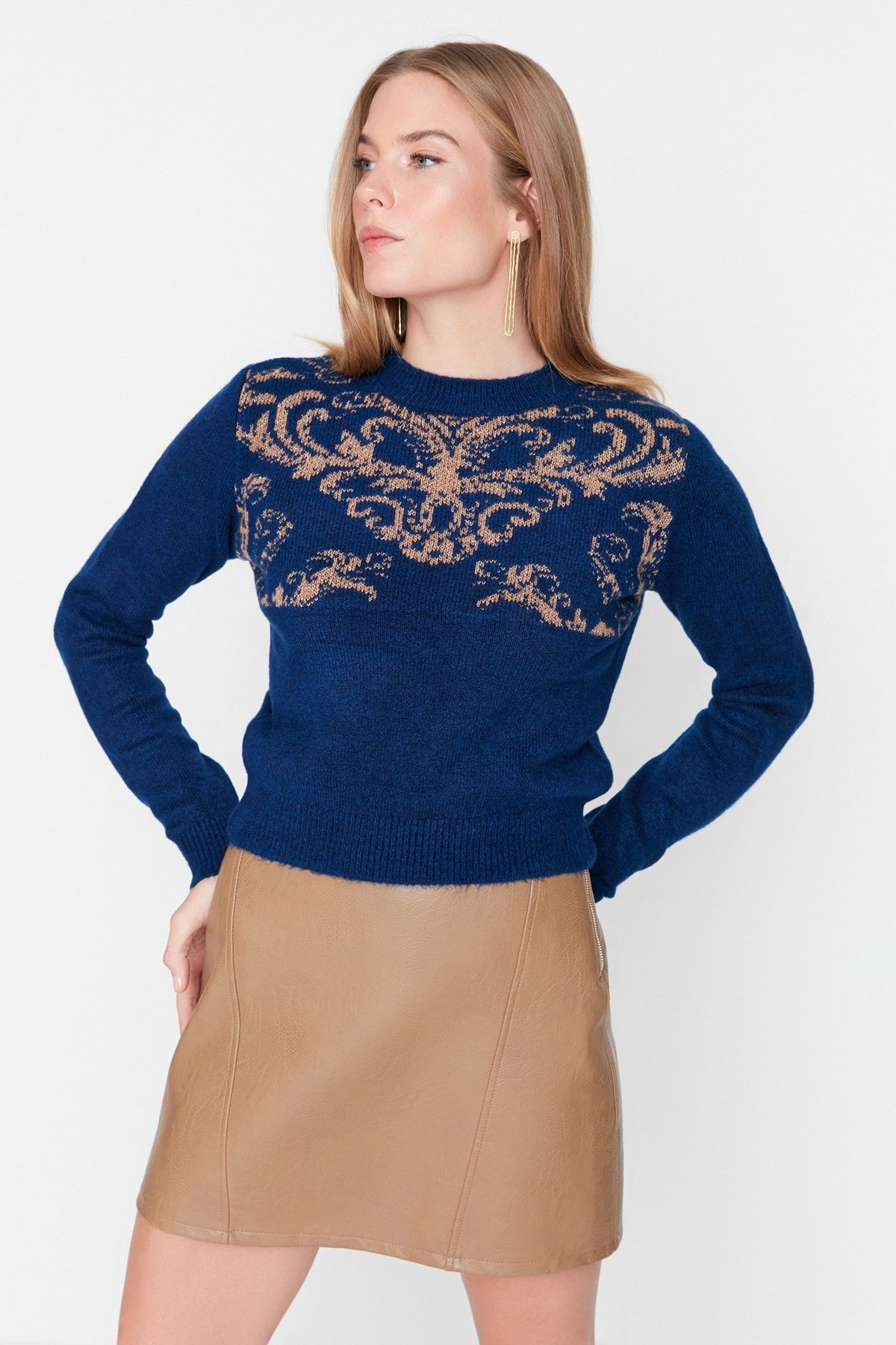 Trendyol Collection Pullover Dunkelblau Regular Fit