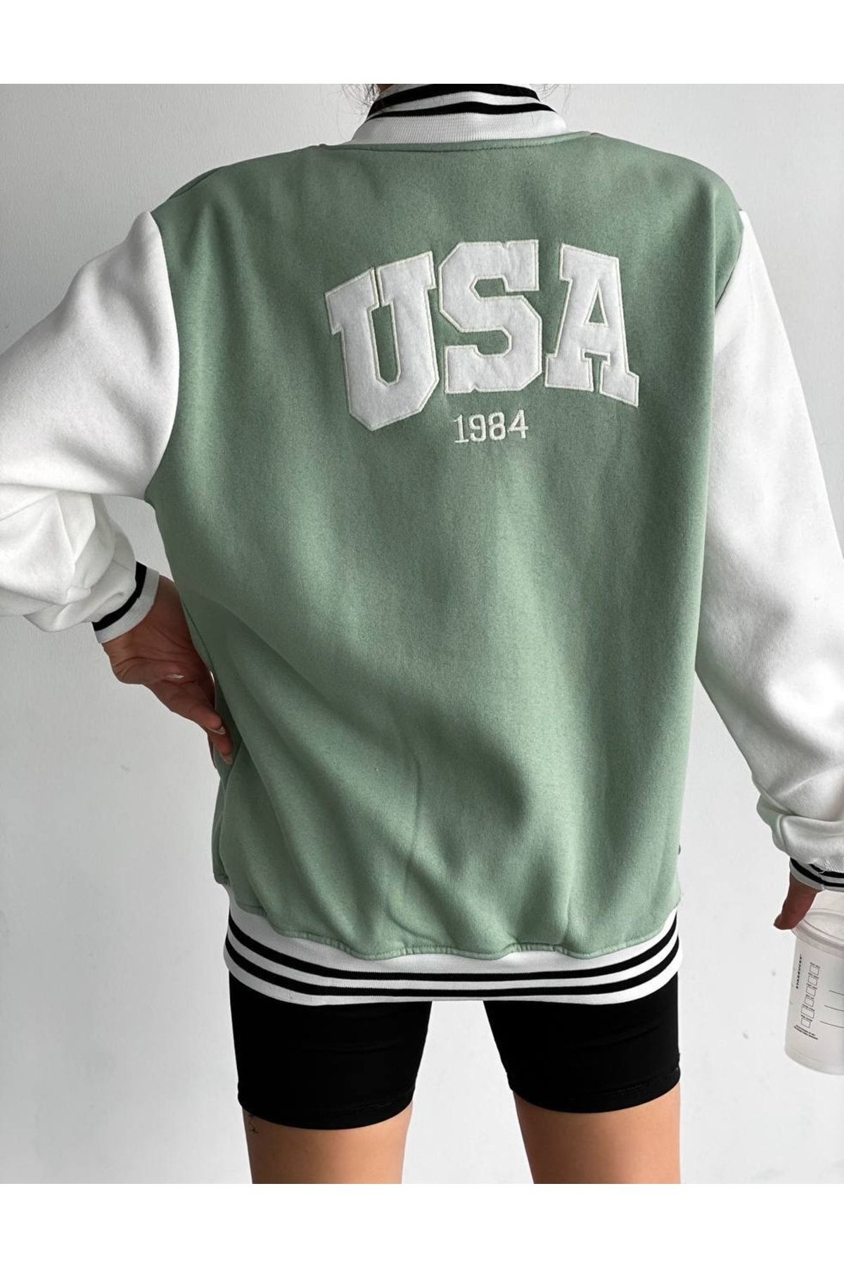 Jaded london alaska clearance varsity jacket in green