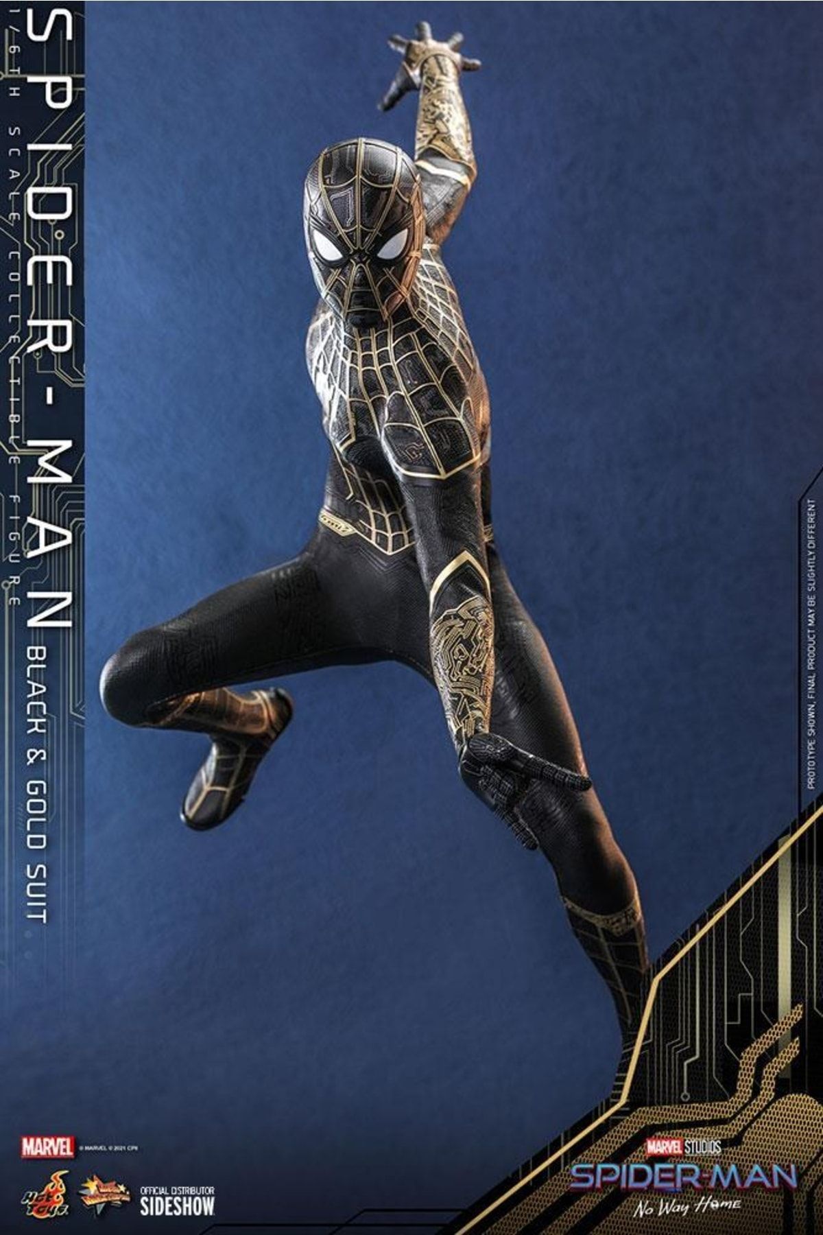Hot Toys Spider man black Gold Suit Sixth Scale Figure 908916