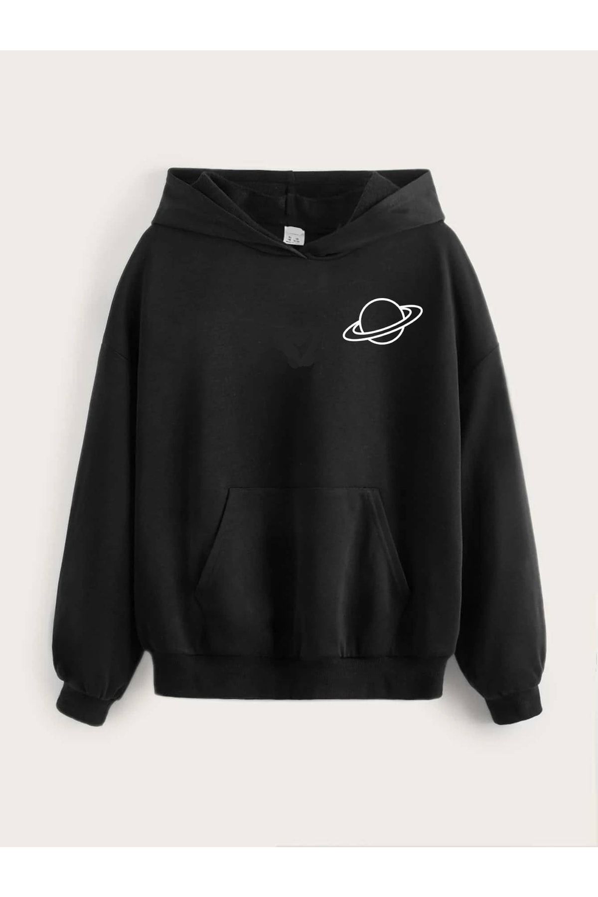 Planet print drop shoulder hoodie new arrivals