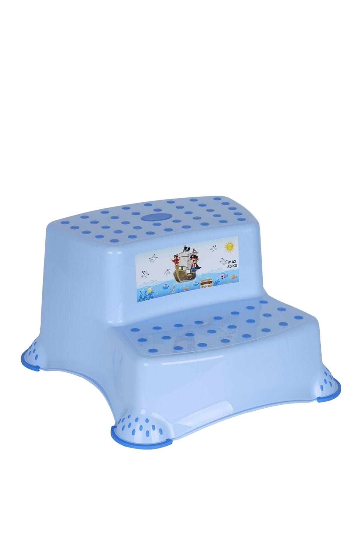 Kumbaraavm Mavi Kaydırmaz Çocuk Taburesi Çift Basamaklı Çocuk Lavabo Basamağı Cm520, ZO10563
