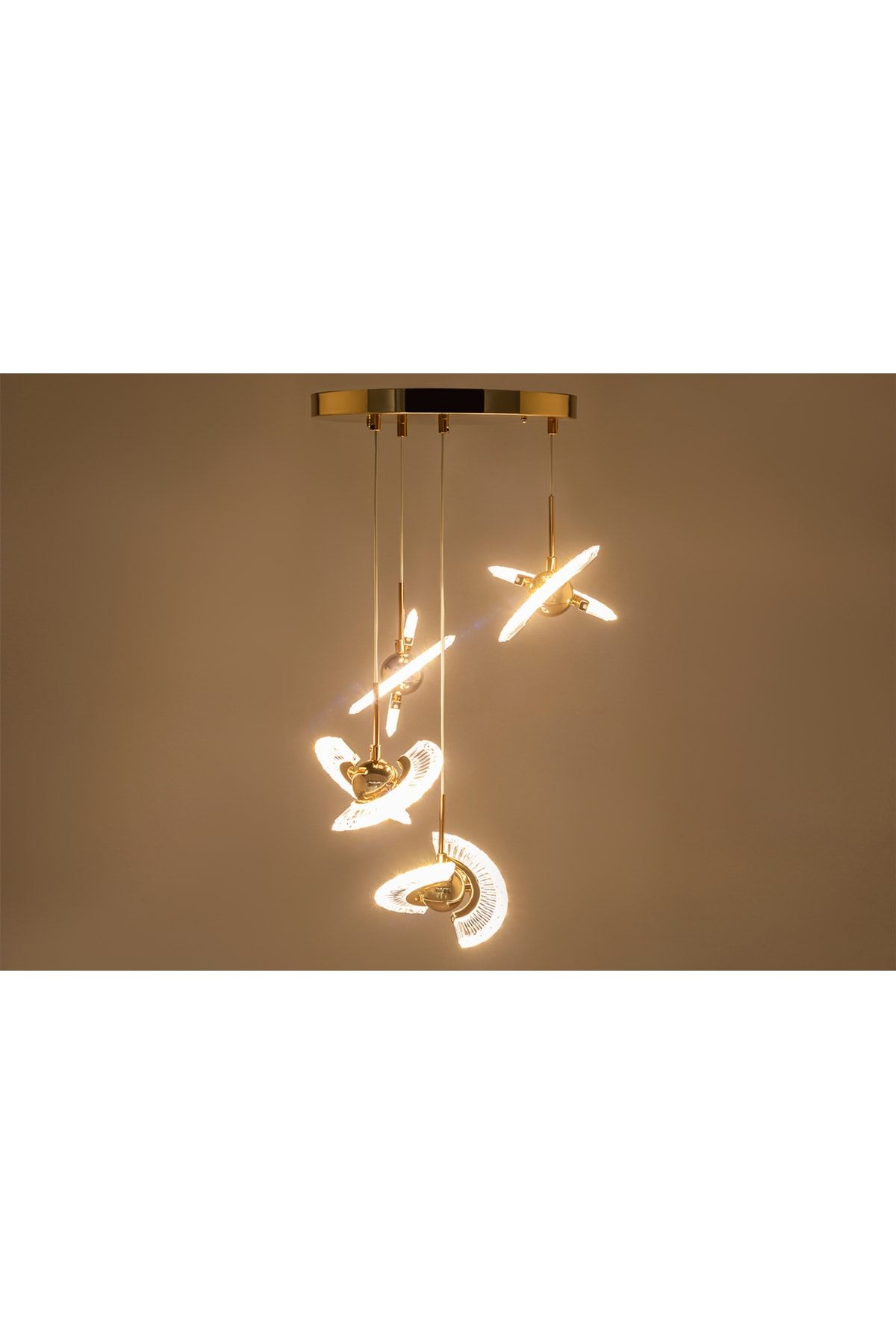 VAV AVİZE Luxury Modern Crystal Led'li Sarkıt Avize Tekli Beyaz Sarı Günışığı Renk Mod'lu NE11702