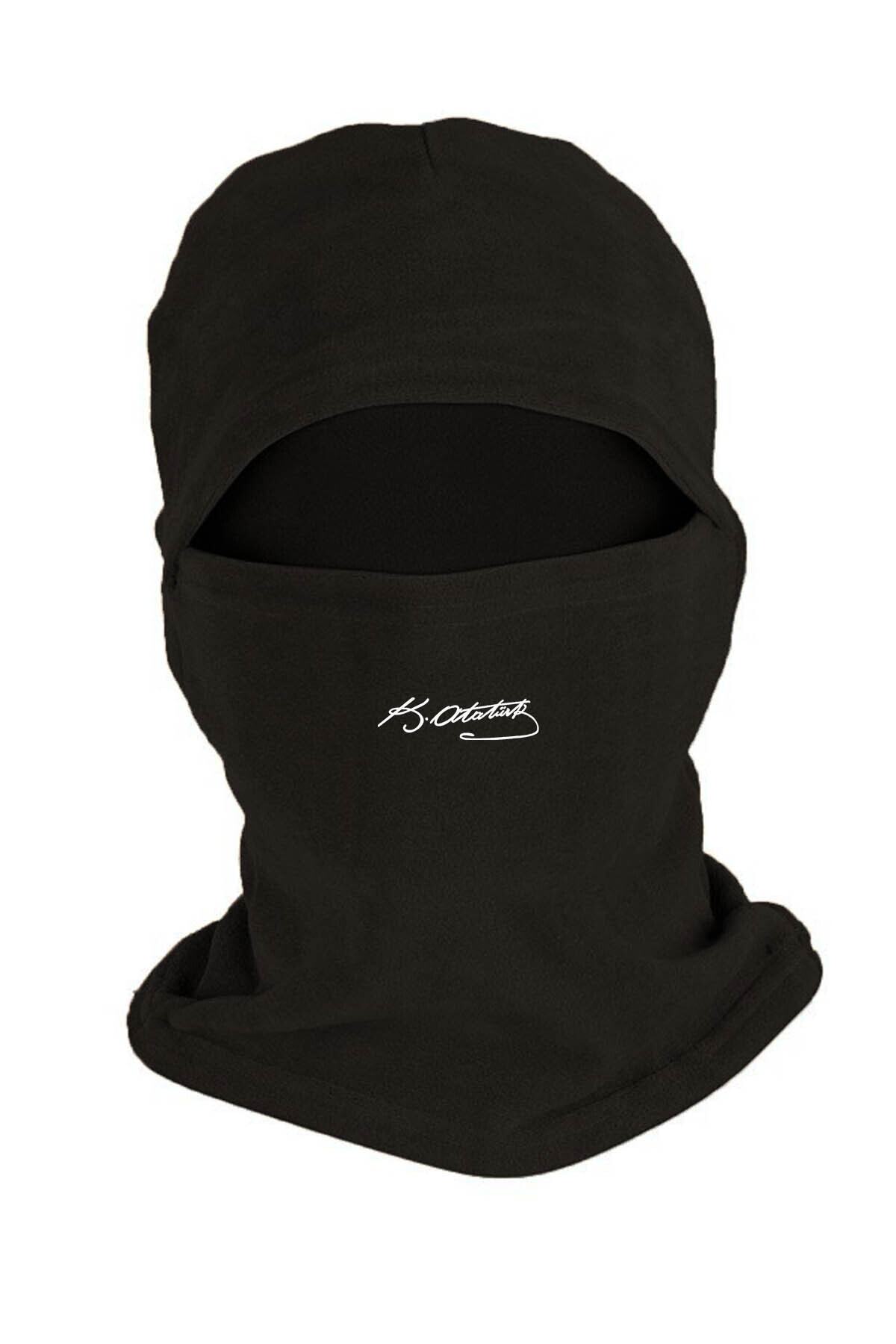 Genel Markalar Kemal Atatürk Baskılı Kışlık Polar Kar Maskesi Siyah Bll1528