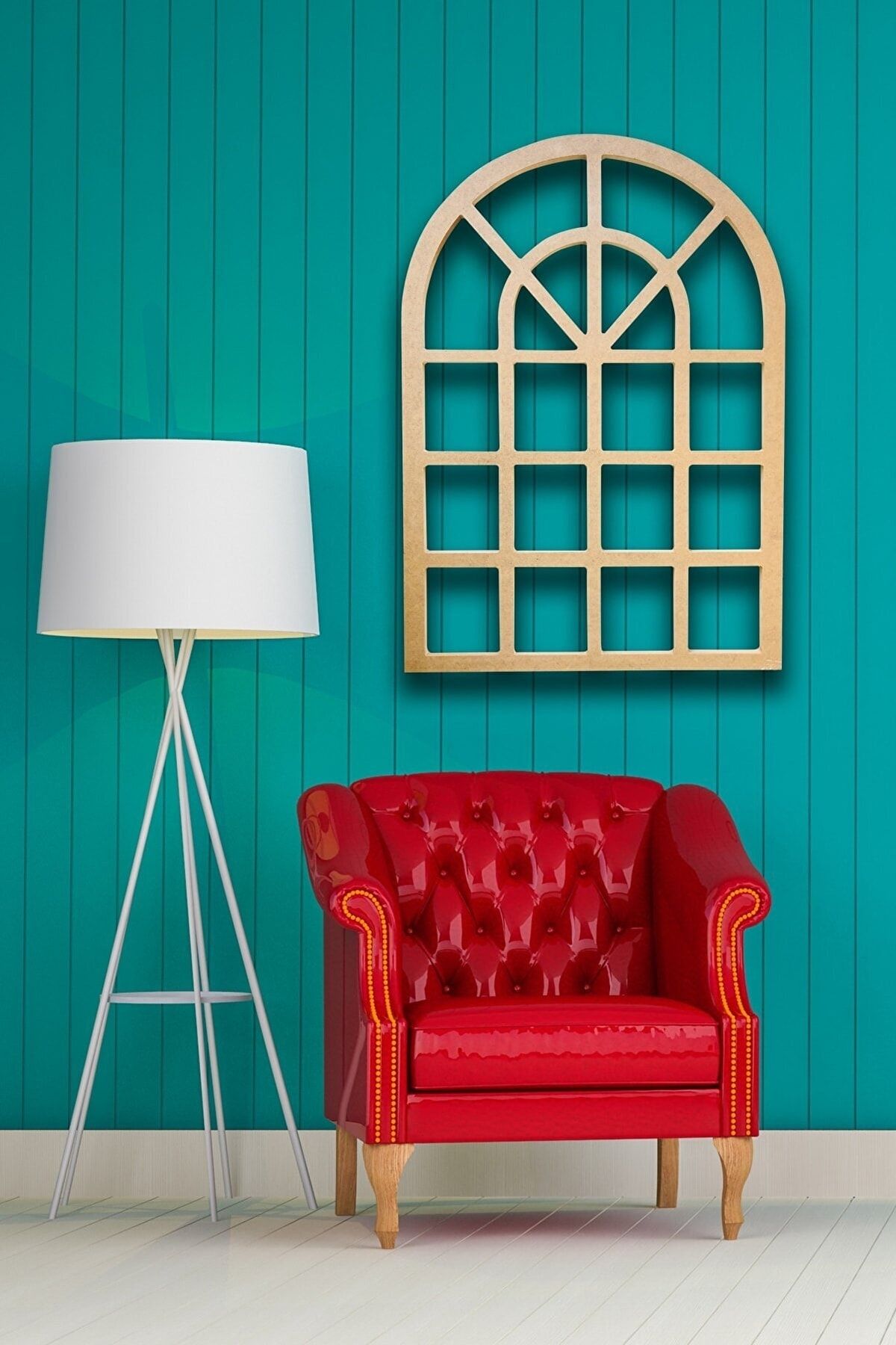 bangu Hint Pencere Ayna Kanallı Boyanabilir Dekoratif Duvar Çerçeve 18mm Ham Mdf 65x100cm UX10144