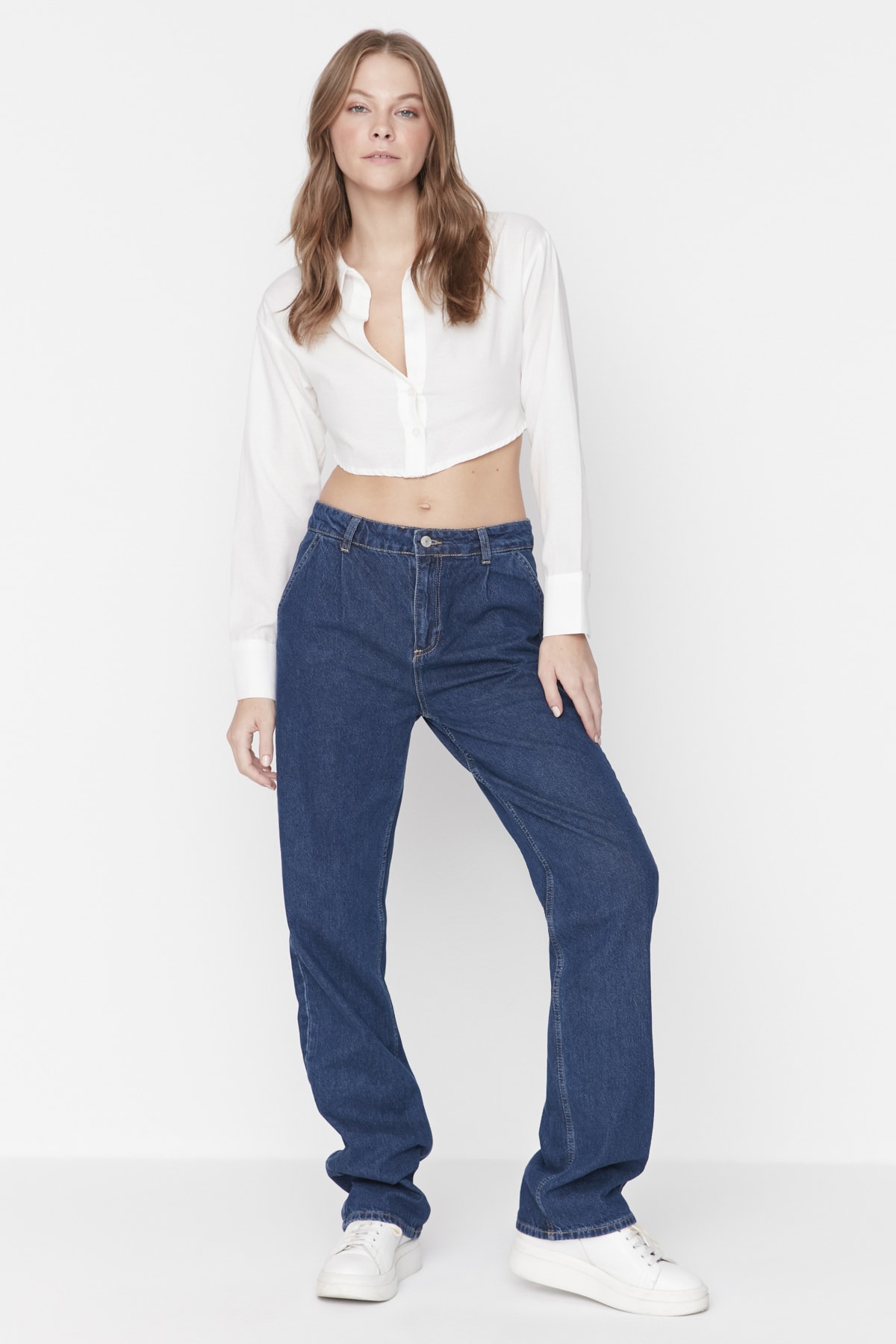 Trendyol Collection Jeans Blau Wide Leg Fast ausverkauft