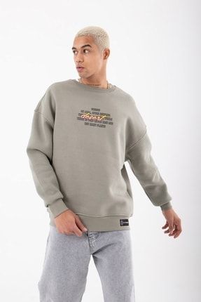 Oversize Trouble Şardonlu Haki Sweatshirt M3349