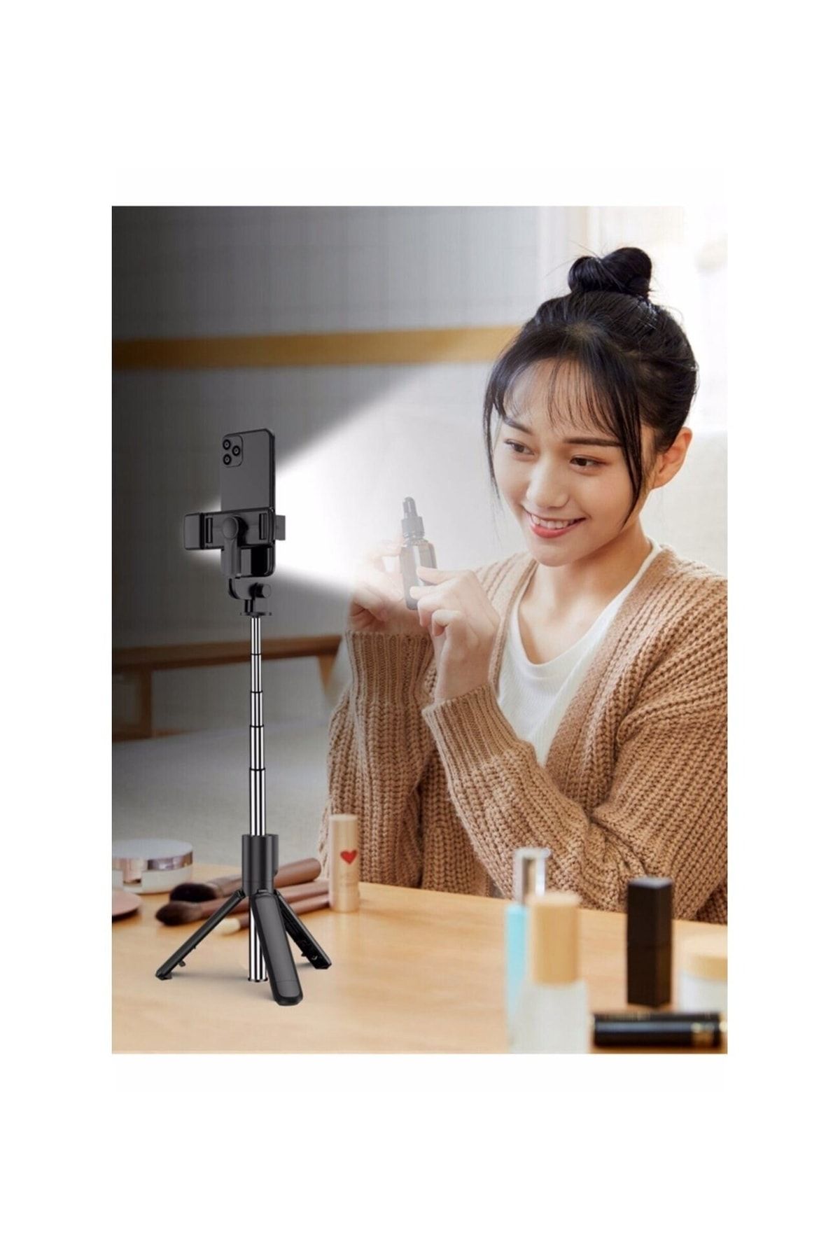Led Işıklı Selfie Çubuğu Bluetooth Kumandalı Kablosuz Tripot Selfie Monopod Selfie Stick