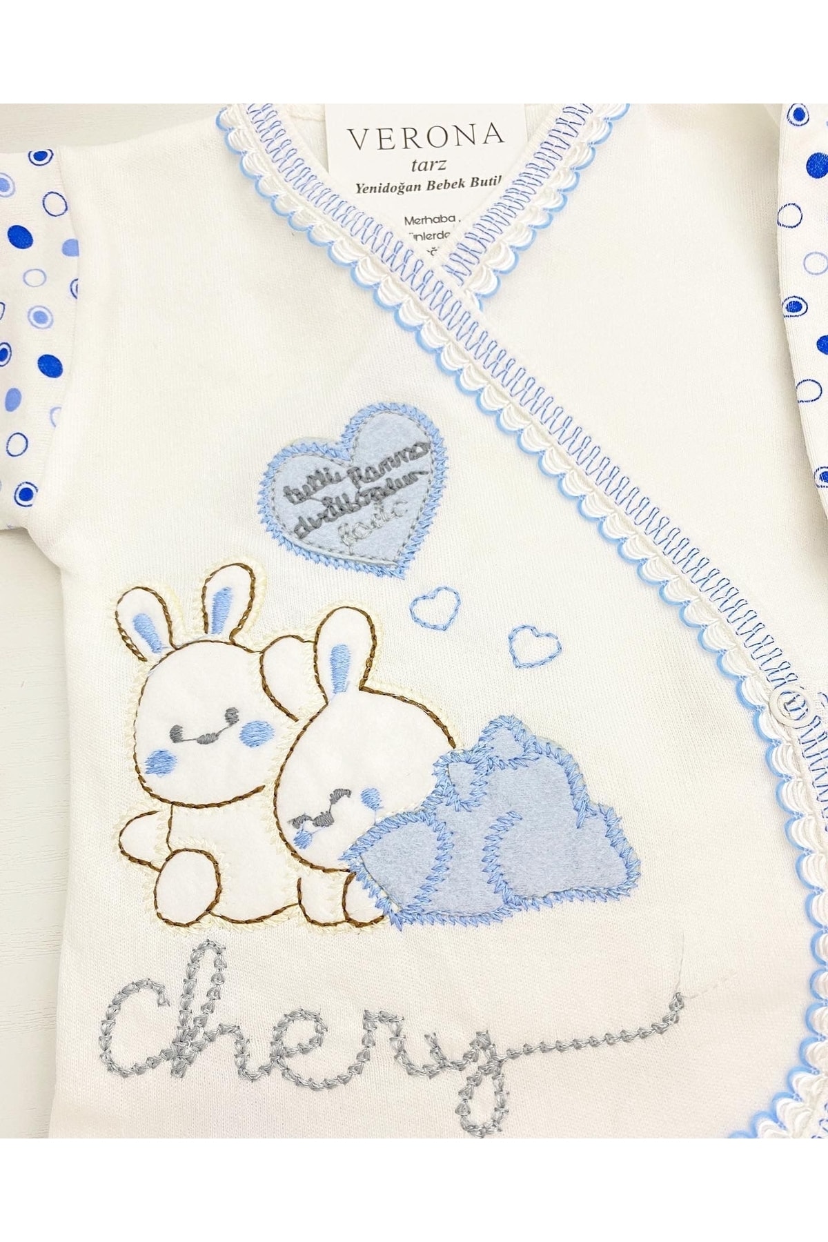 VERONA TARZ Yeni Sezon Basik Tavşanlı 5li Hastane Çıkış Seti Yenidoğan Kıyafeti Takım Kız Erkek Bebek fotoğrafı 3 (önizleme)