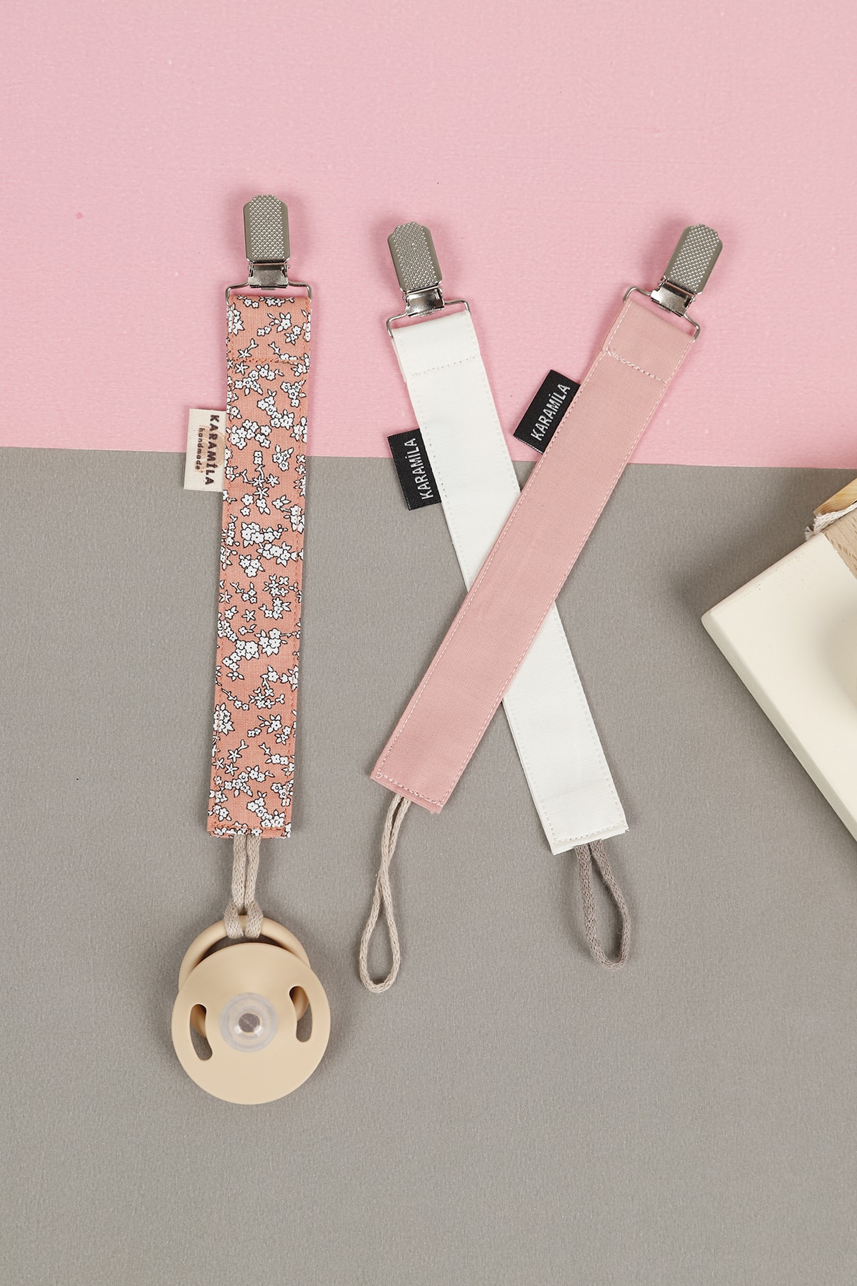 KARAMİLA 3’lü Set Emzik Askısı Emzik Zinciri - Emzik Tutacağı