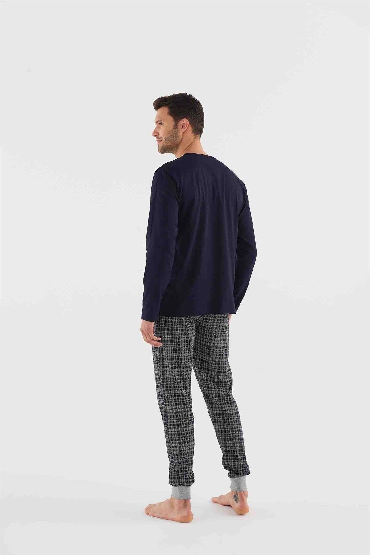 ست پیژامه آبی مردانه پایه. لباس خواب آستین بلند Polo Assn 18639 U.S. Polo Assn.