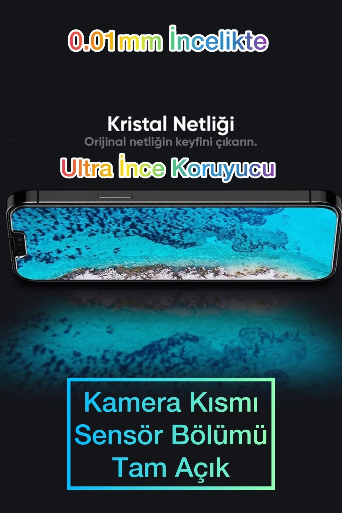 Iphone 12mini Ekran Koruyucu Kırılmaz 0.01mm Ultra Ince Film Çentik Kısmı Ve Sensör Kısımları Açık 2