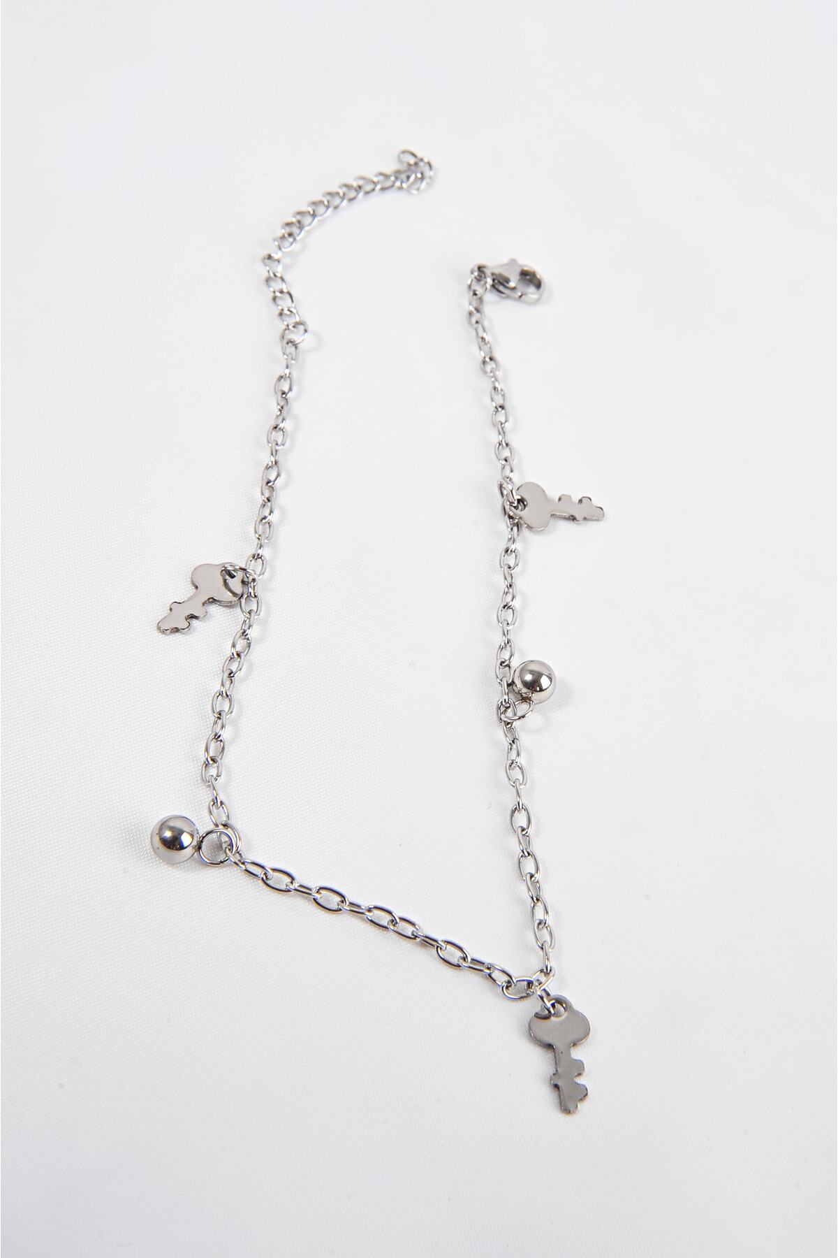 Genel Markalar Çelik Anahtar Boncuklu Figürlü Çelik Halhal Ayak Aksesuarı