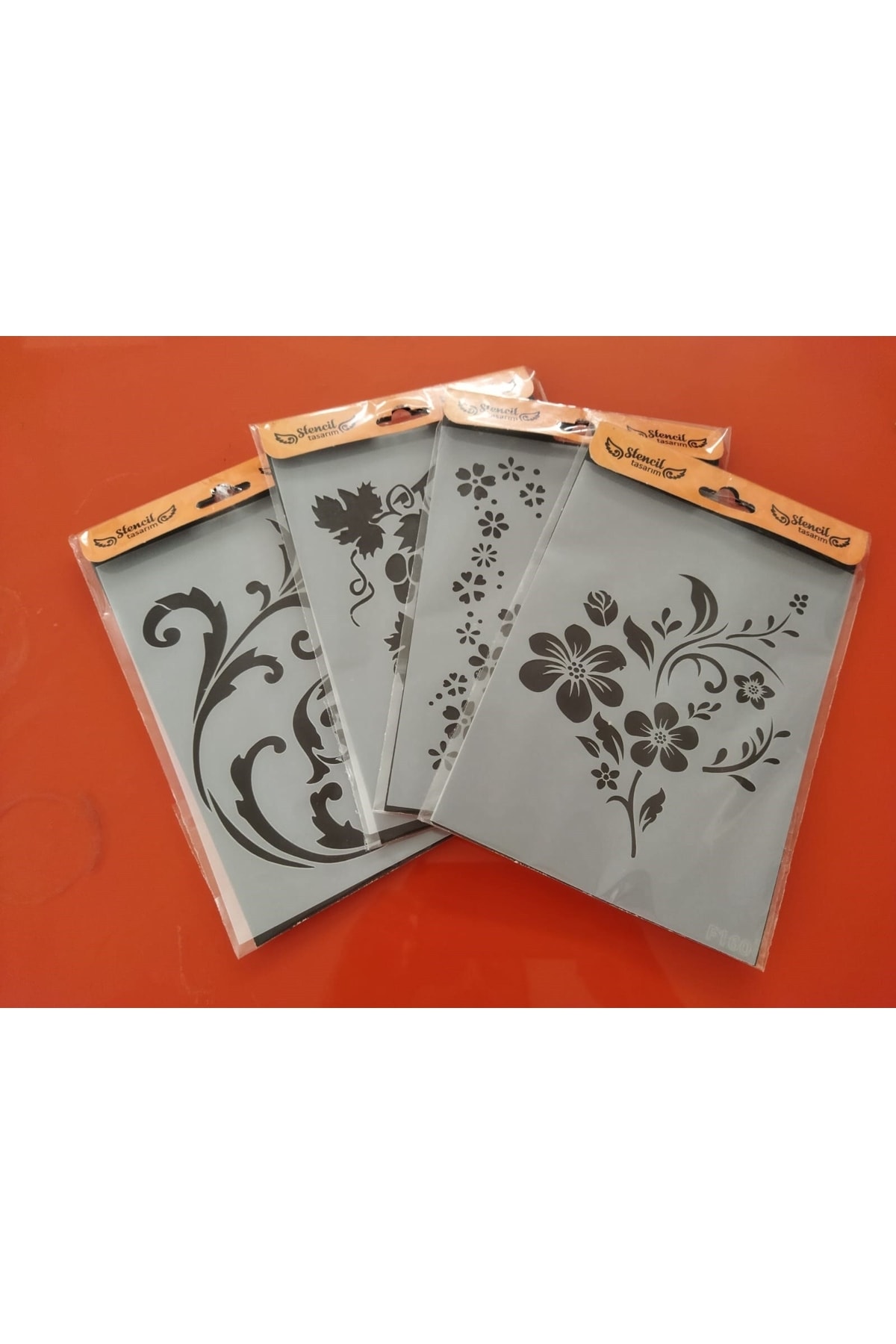 STENCİLTASARIM Stencil Tasarım 15x20 Cm, 4 Parça Şablon No:2 - Dekoratif Duvar, Eşya, Fayans,kumaş Boyama Şablonlar