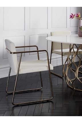 Onion Beyaz Sandalye, Modern Yemek Masası Sandalyesi, Metal Ayaklı Yemek Masası Sandalyesi ONION-BY-SND