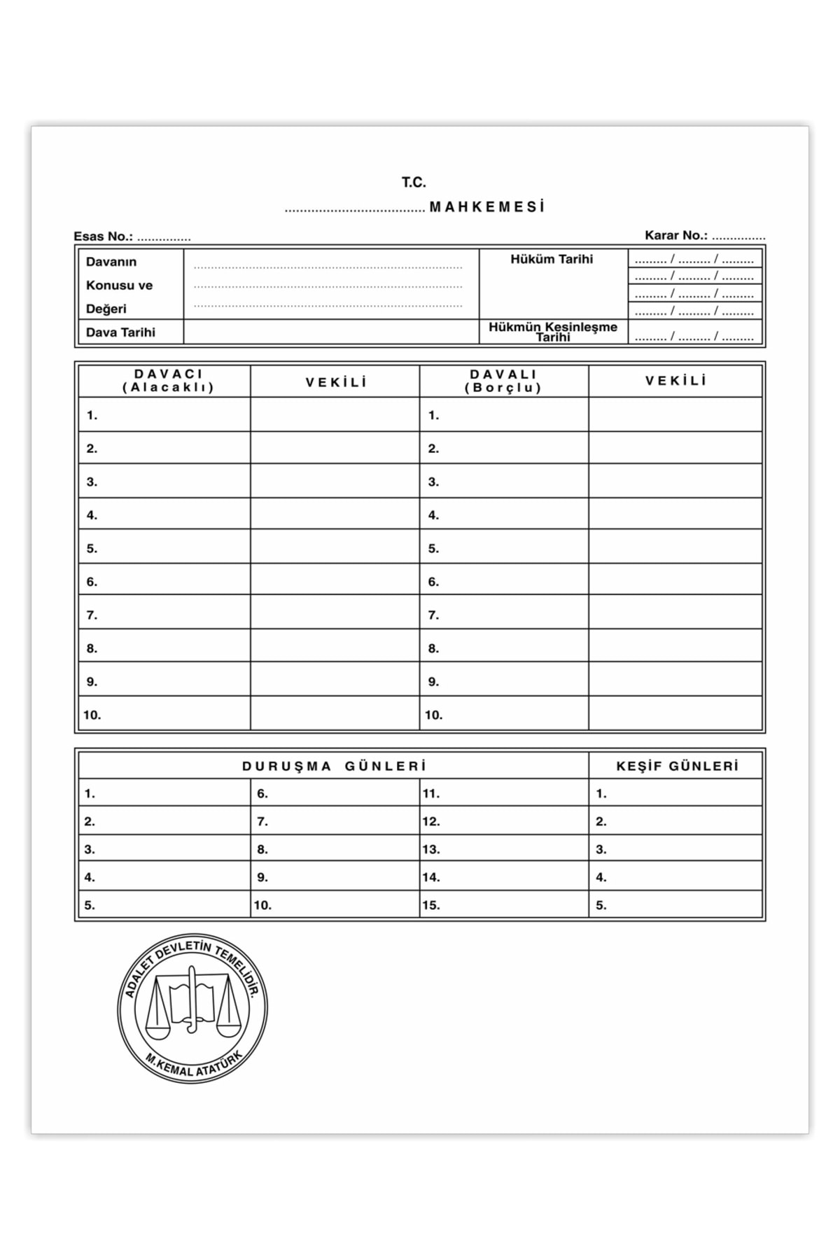 Kaya Avukat Mahkeme Dava Icra Dosyası Beyaz 1.kalite 25 Adetlik Paket