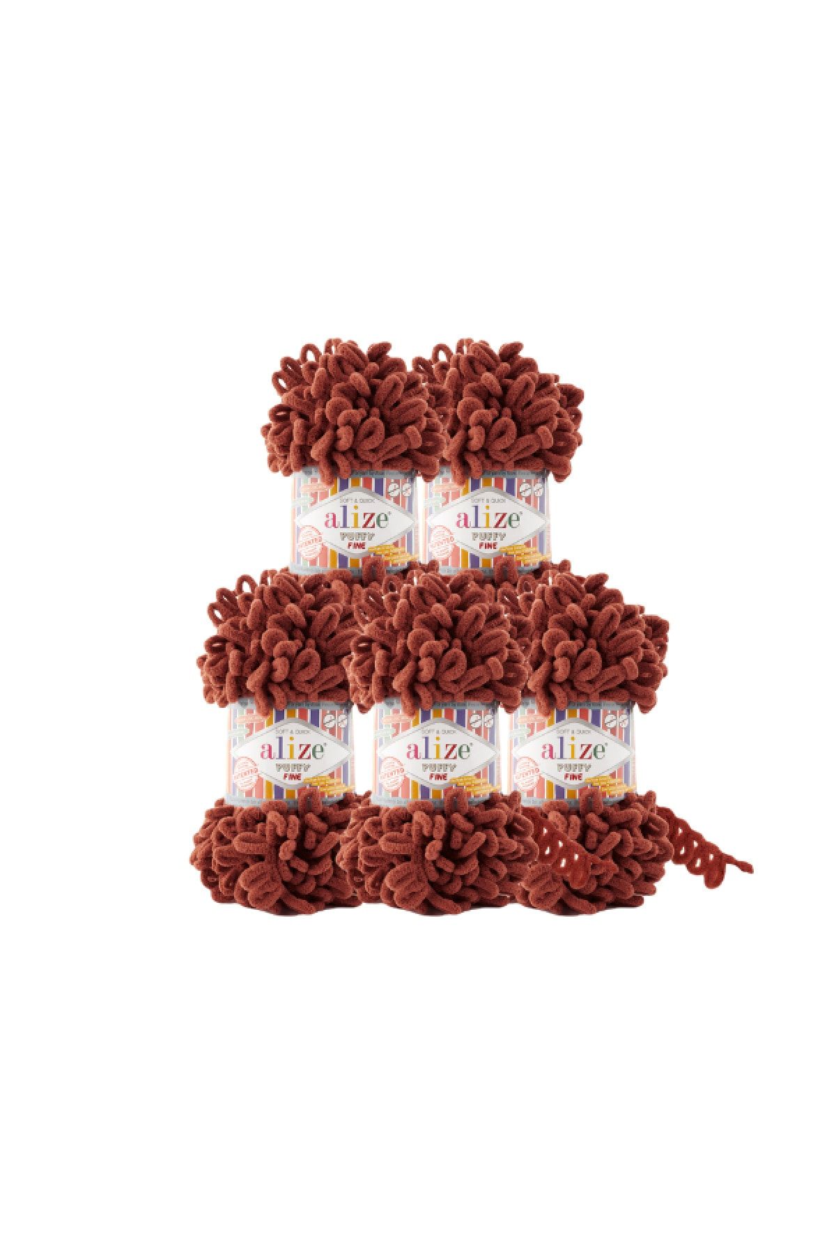 Alize-5 Pieces of Tan Puffy Fine Small Bowknot Knitted Hand - Floss Color Code: 90 1
