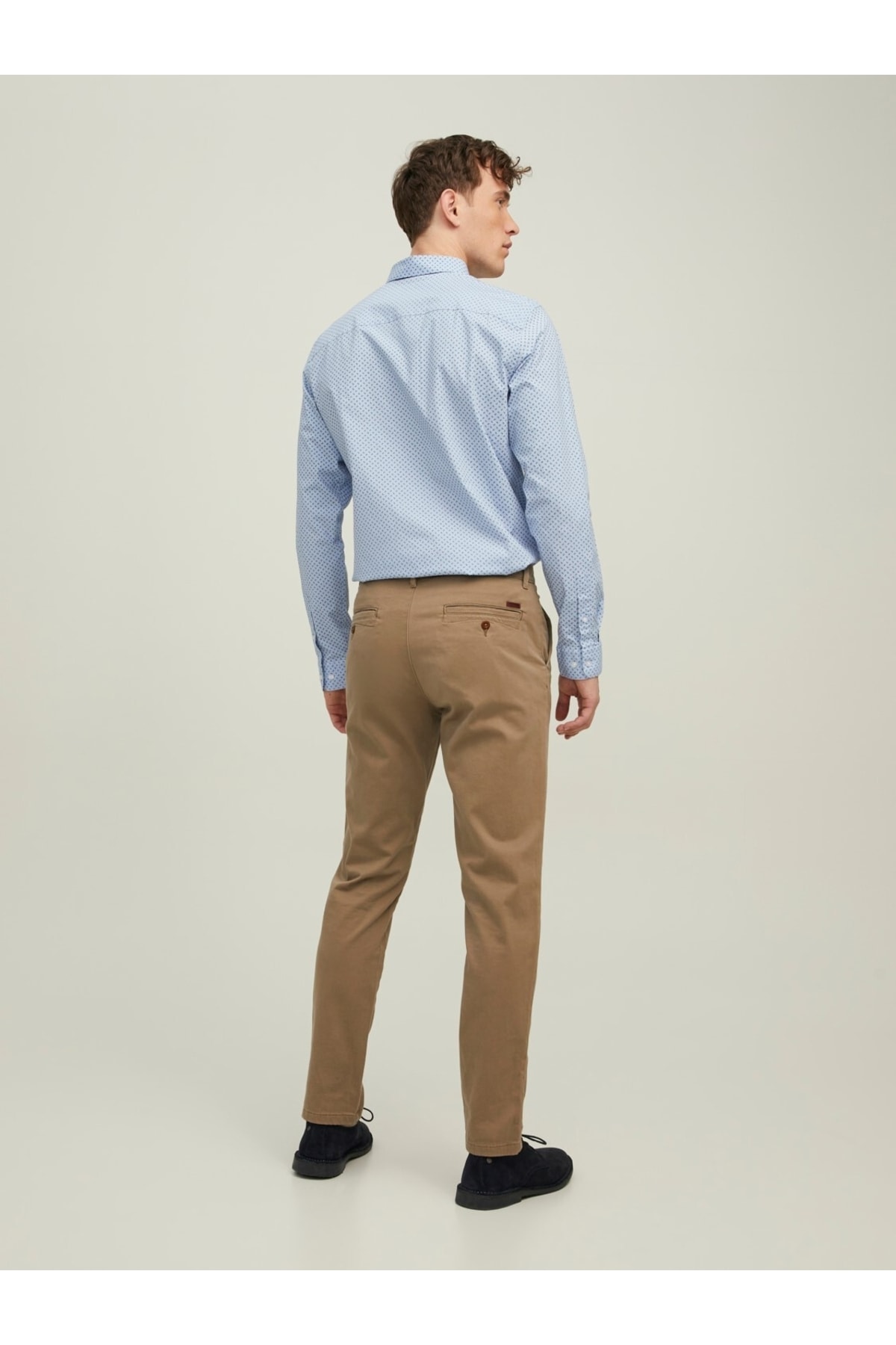 پیراهن جک اند جونز مردانه پنبه - الاستین آبی  راسته Regular/رگولار    بیسیک Daily/روزانه | Jack & Jones 12215450 - تصویر 5