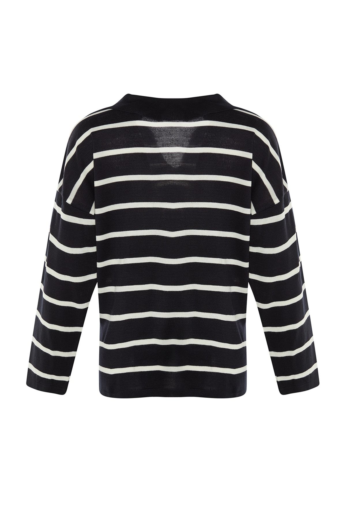 Trendyol Collection-Ecrufarbener, gestreifter Strickpullover mit super weiter Passform TWOAW23KZ01845 7