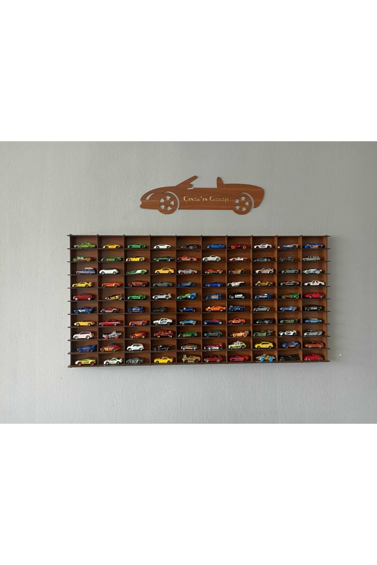 CrDesign Ahşap Araba Rafı 100'lü Dekoratif Ceviz Renk 1/64 Ölçek fotoğrafı 4 (önizleme)