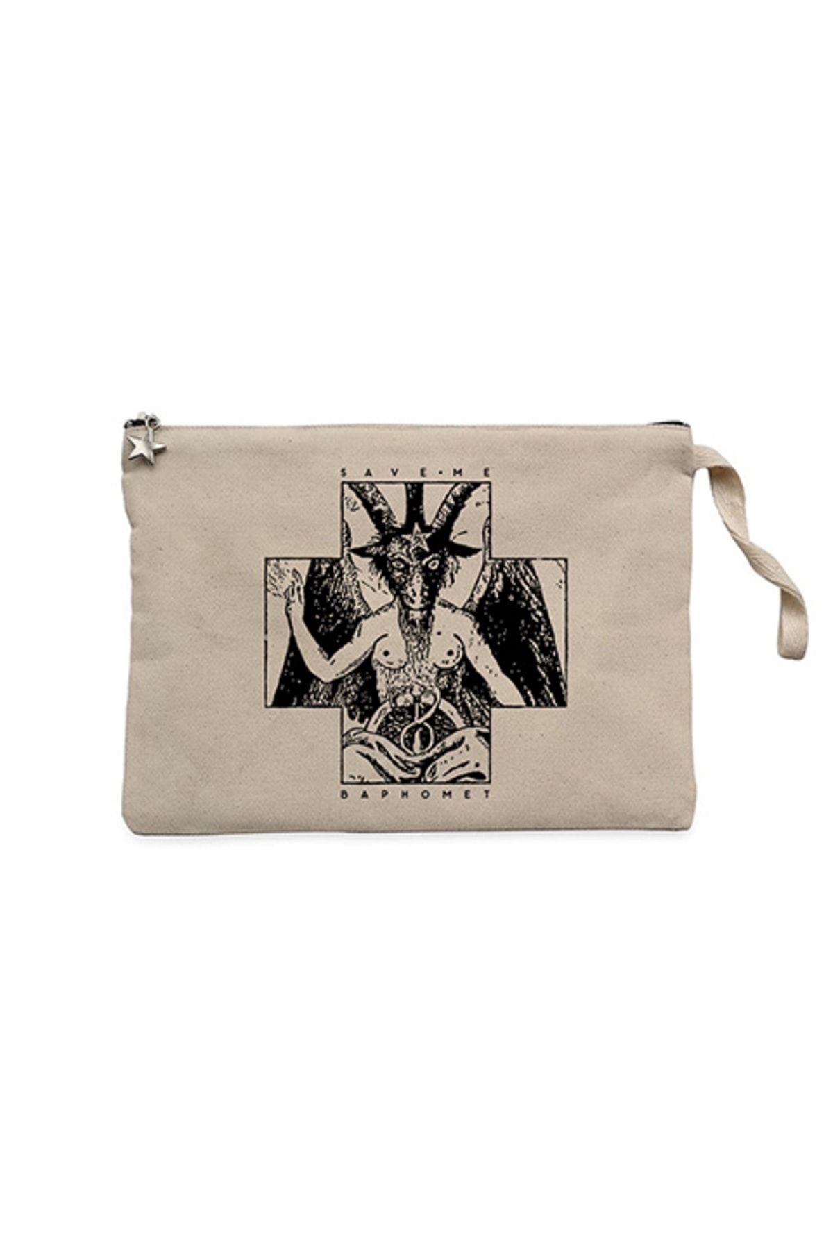 Z zepplin Baphomet Save Me Raw Cloth Clutch Lined Wallet Handbag