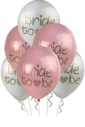 Bride To Be Balonları - Pembe Beyaz 6'lı Paket pekbridetobepaket